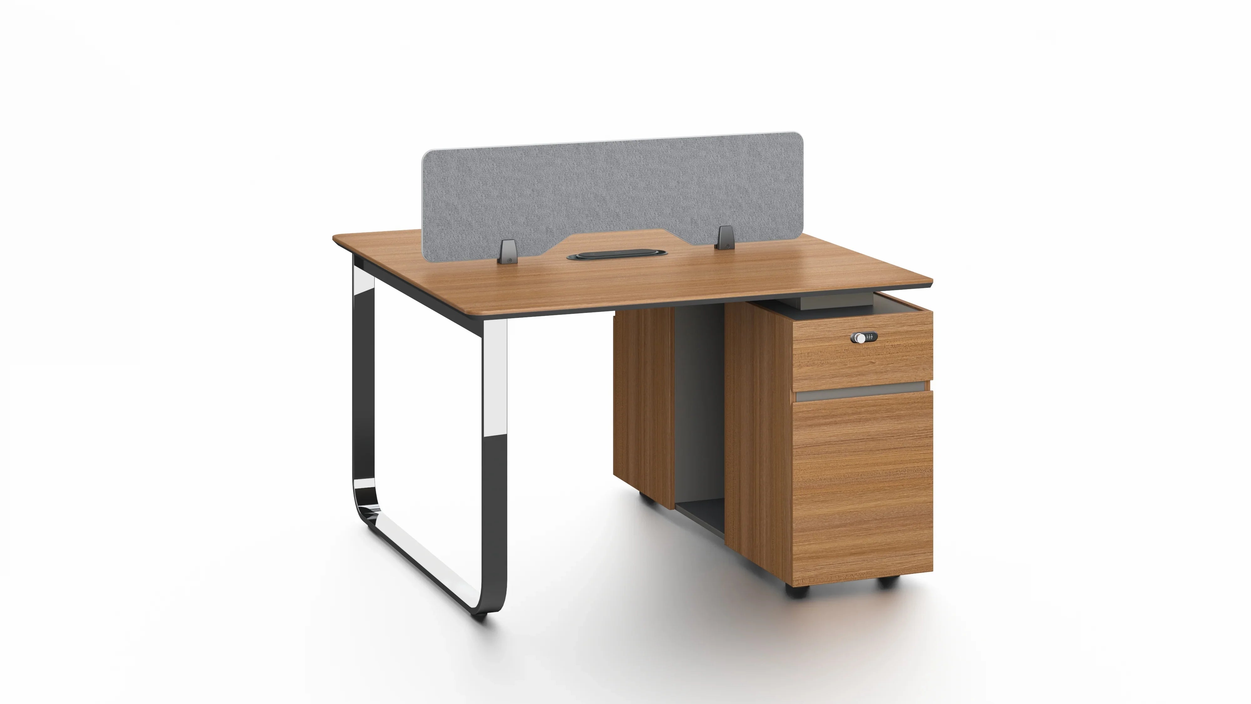 Chancellor Oak 2 Seater Workstation With 2 Cabinets 1.2m -Golden Oak & Grey