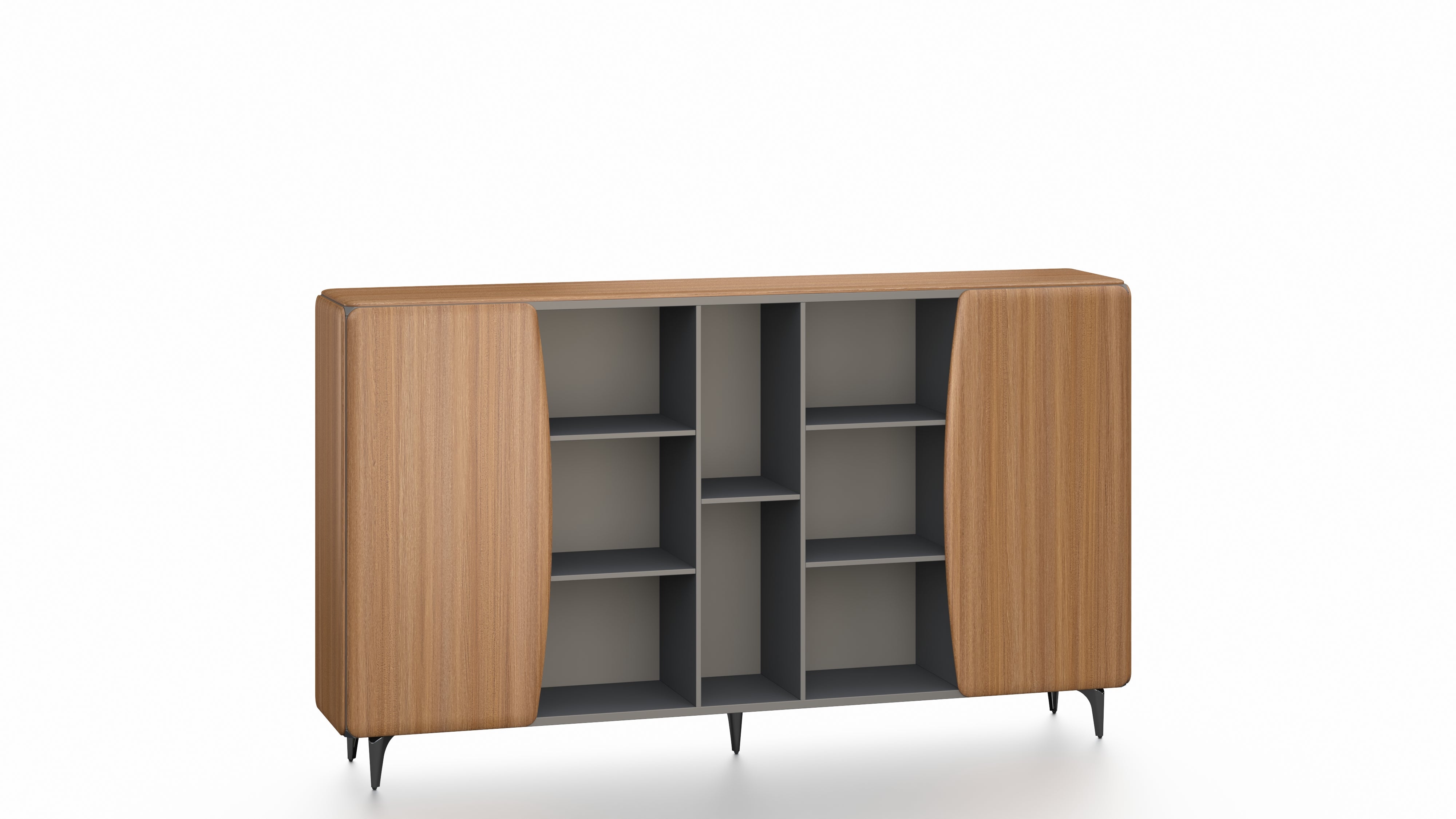 Majestic Oak File Cabinet 2.4m -Golden Oak & Grey