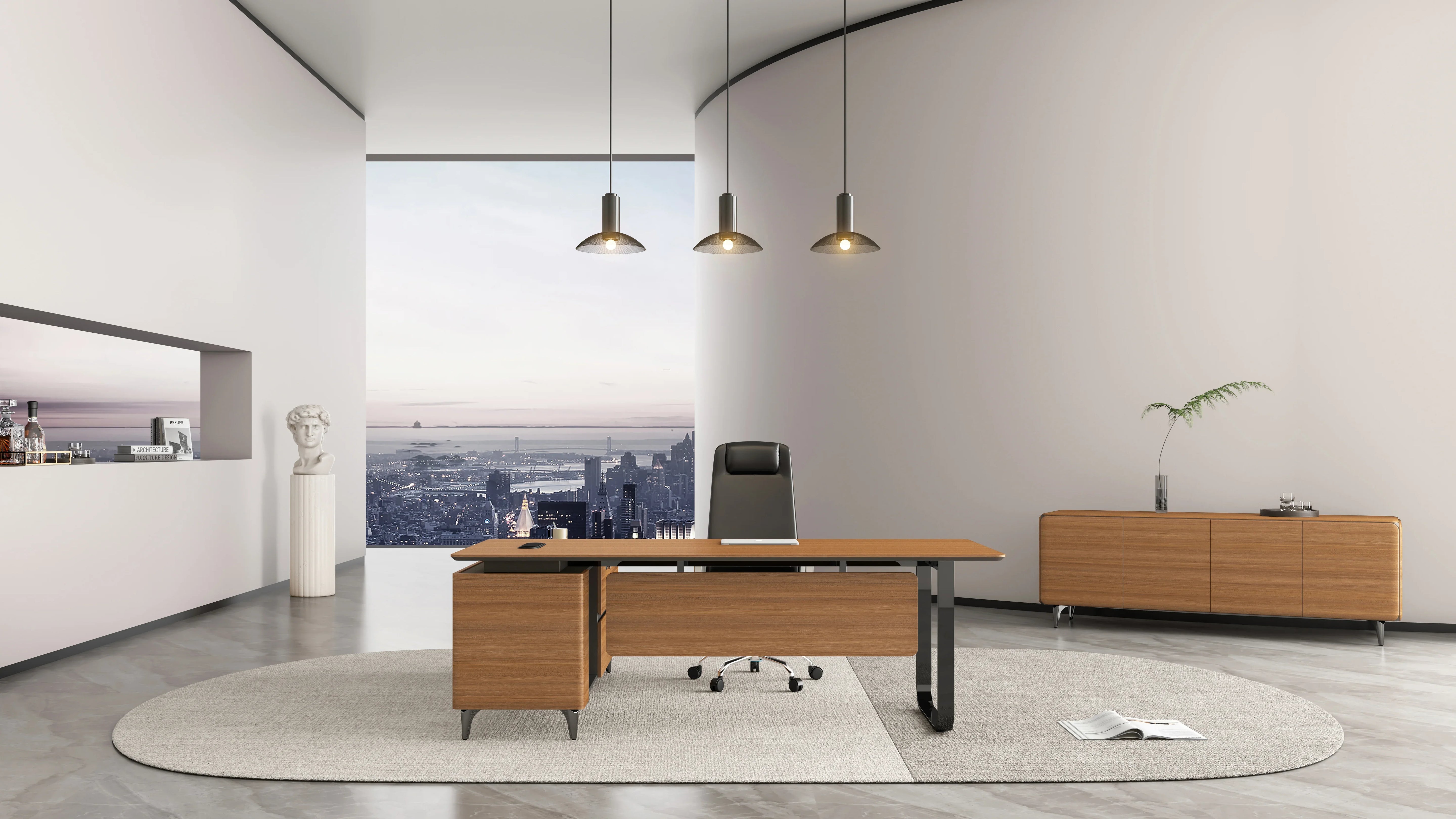 Chancellor Oak Executive Desk 2.0m -Golden Oak & Grey