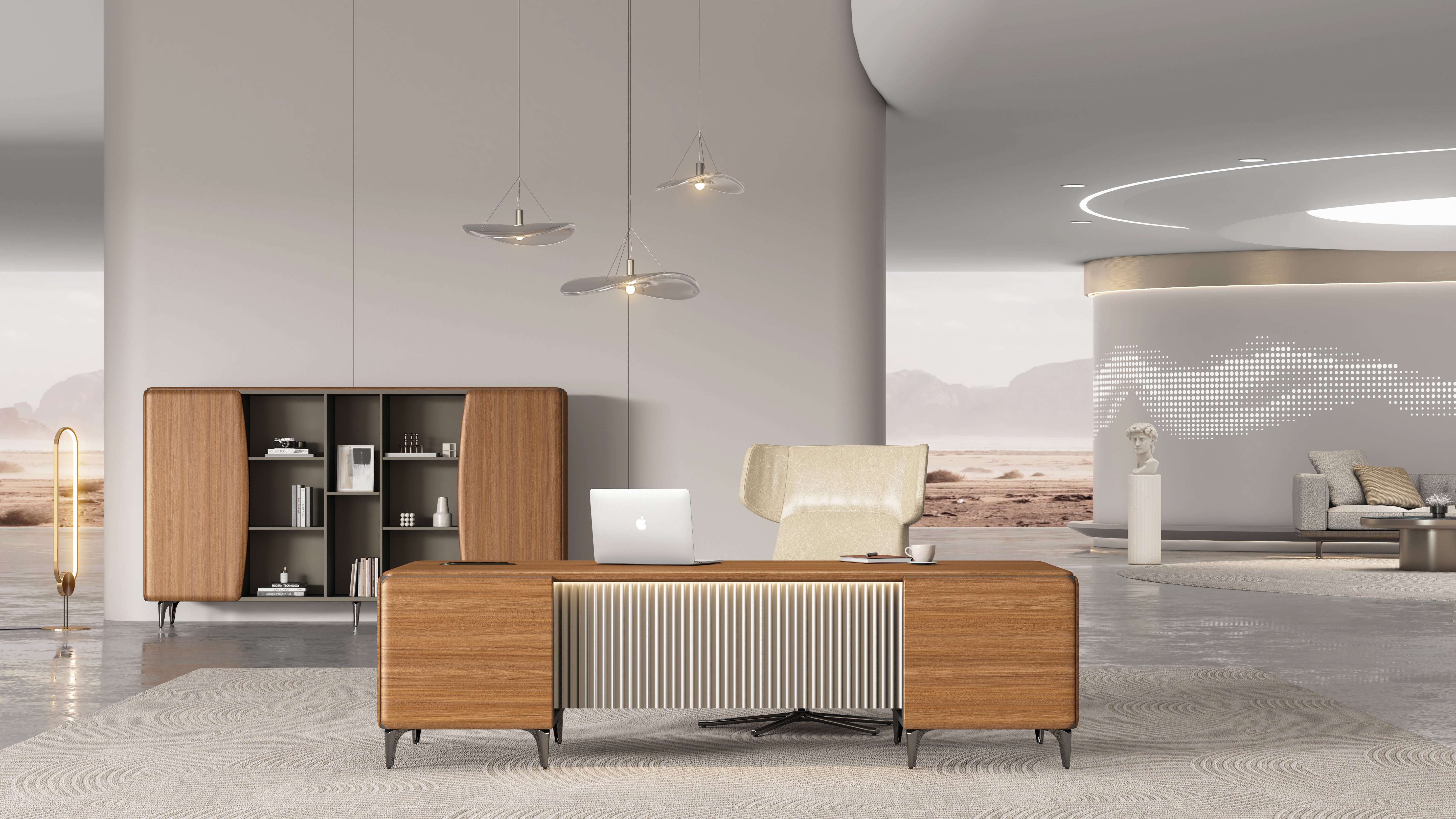 Majestic Oak File Cabinet 2.4m -Golden Oak & Grey