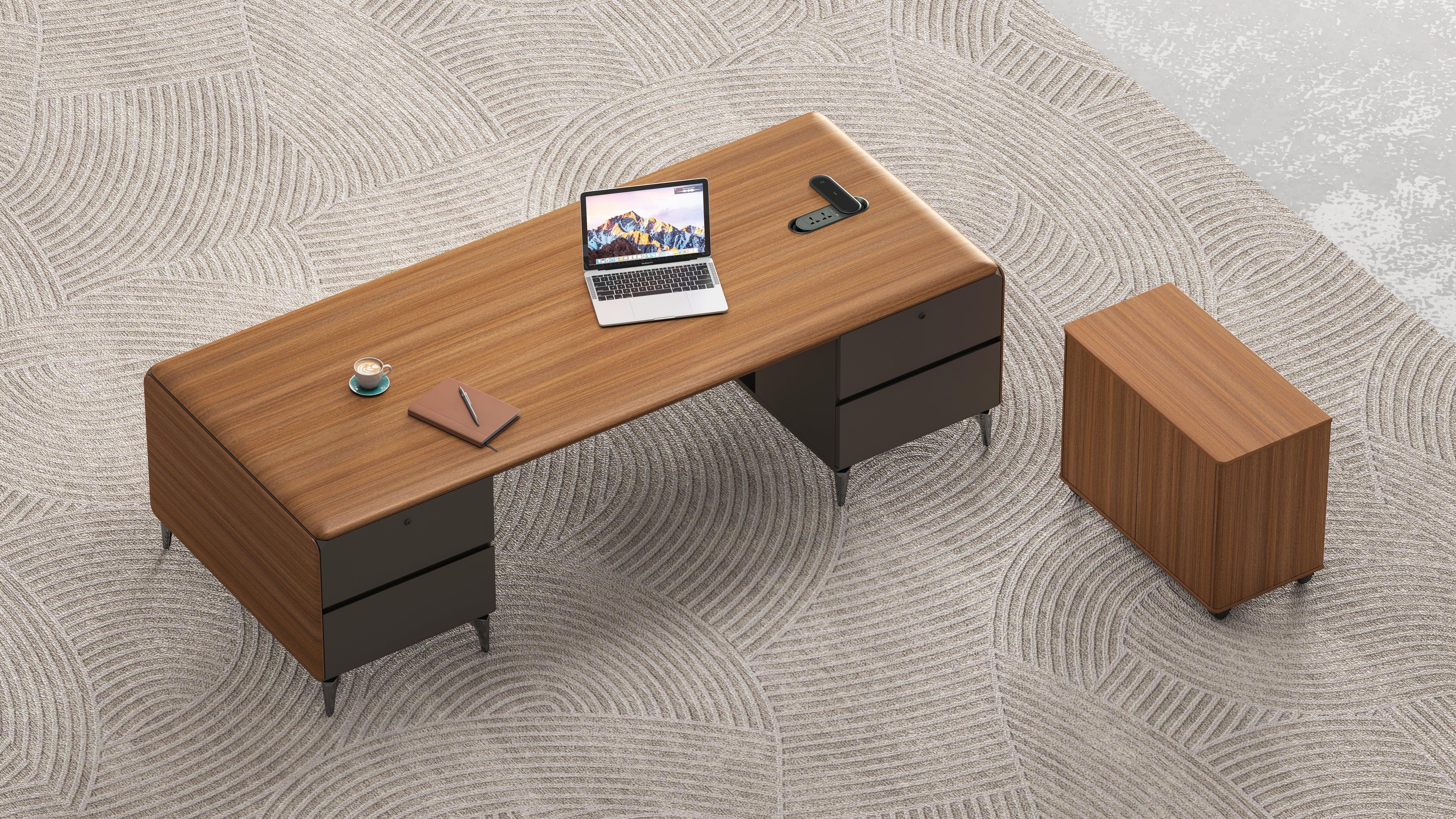 Majestic Oak Executive Office Desk 1.8m Golden Oak & Grey
