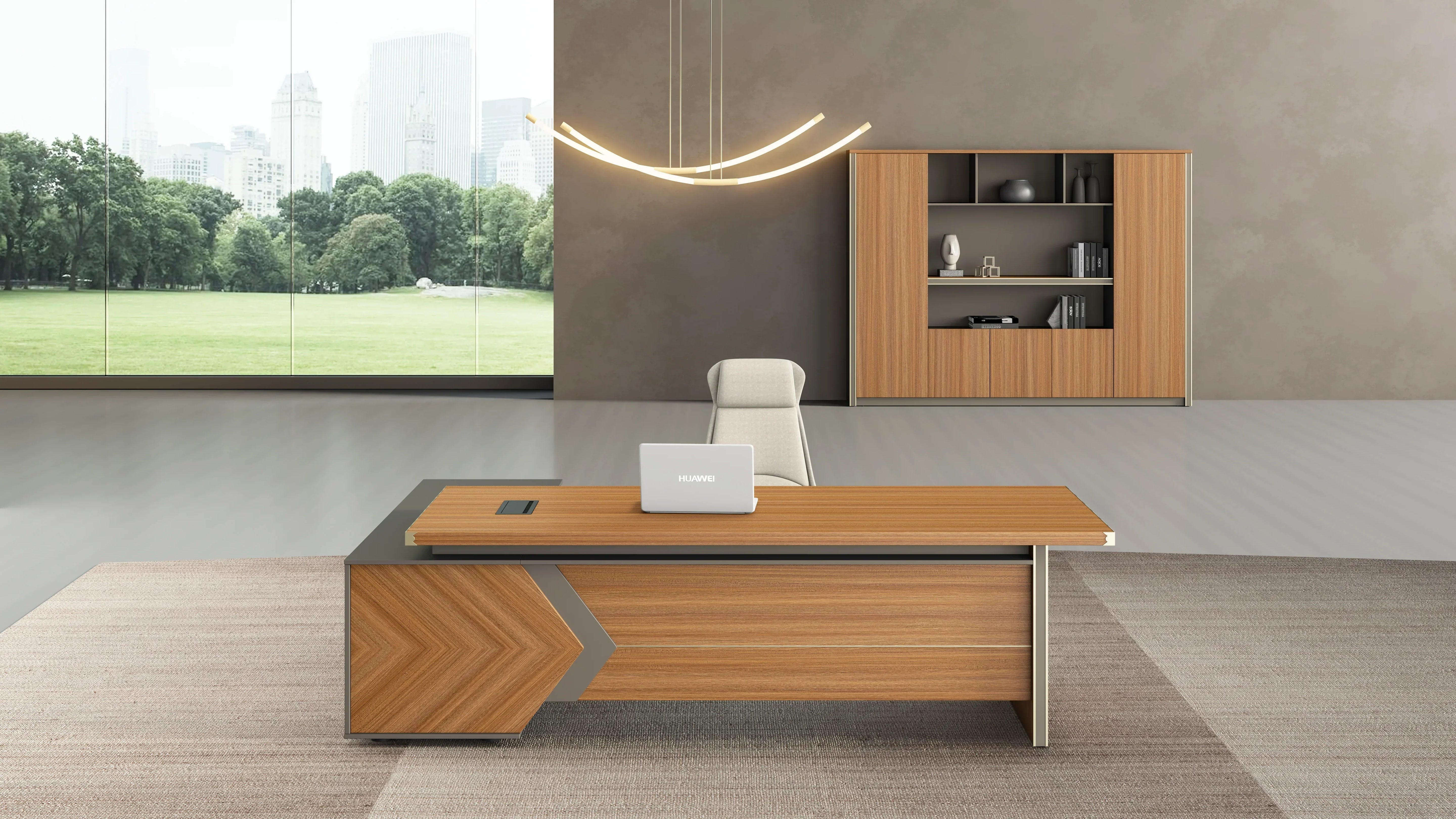 Oxford Executive Desk 2m -Golden Oak & Grey