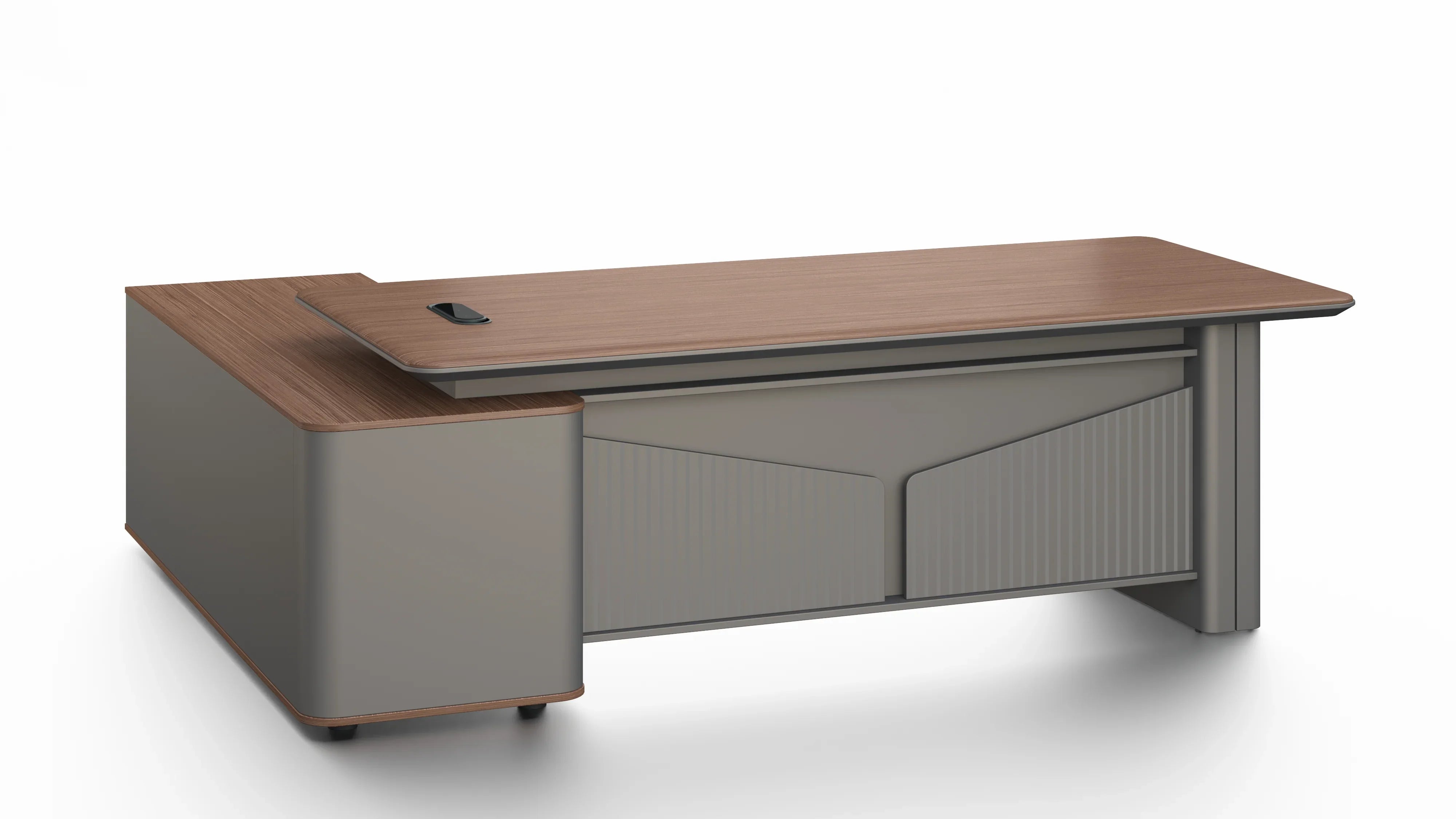 Imperium Executive Desk 2.4m -Brown Walnut & Grey