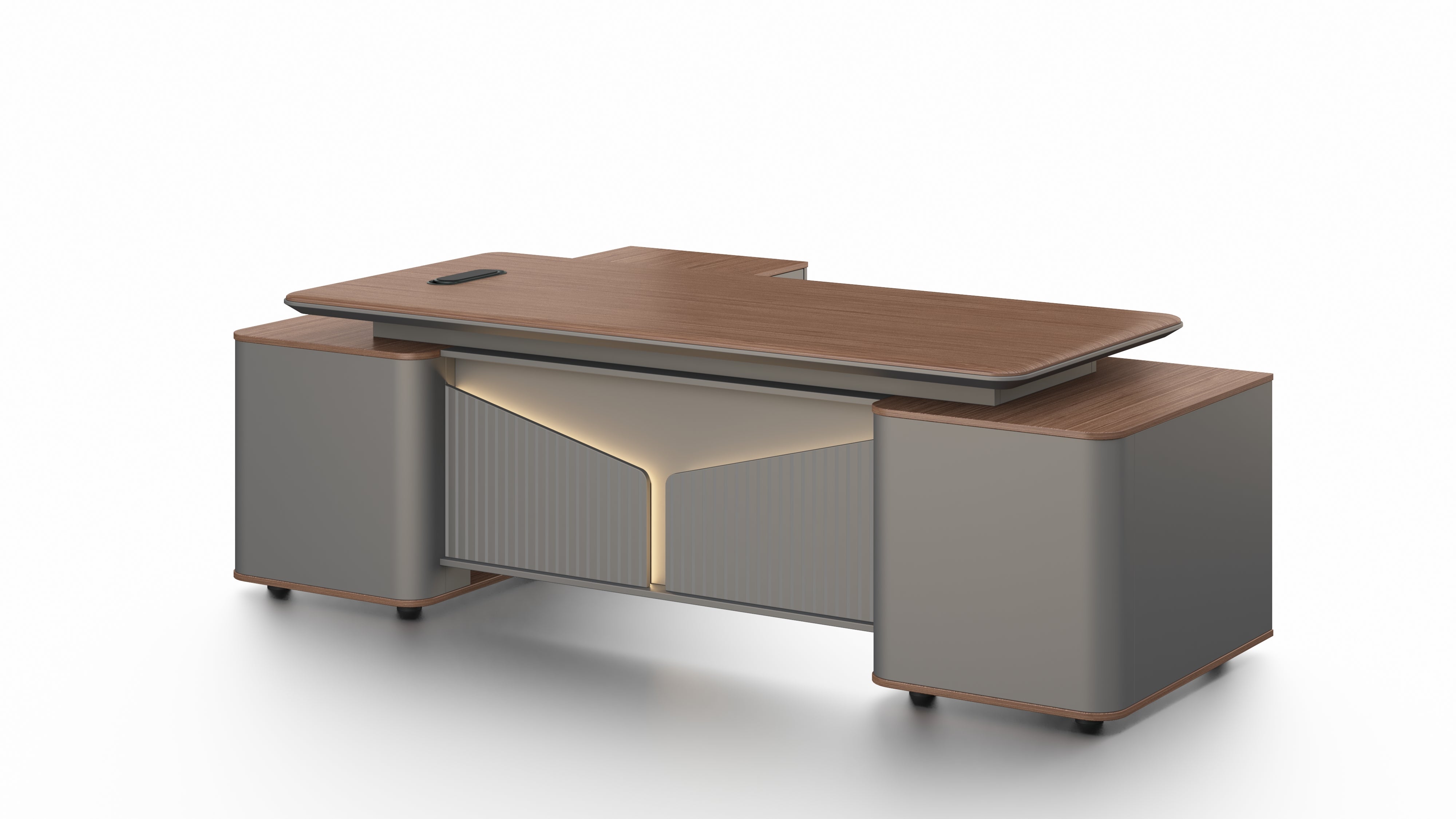 Monarch Executive Desk 2.4m -Brown Walnut & Grey