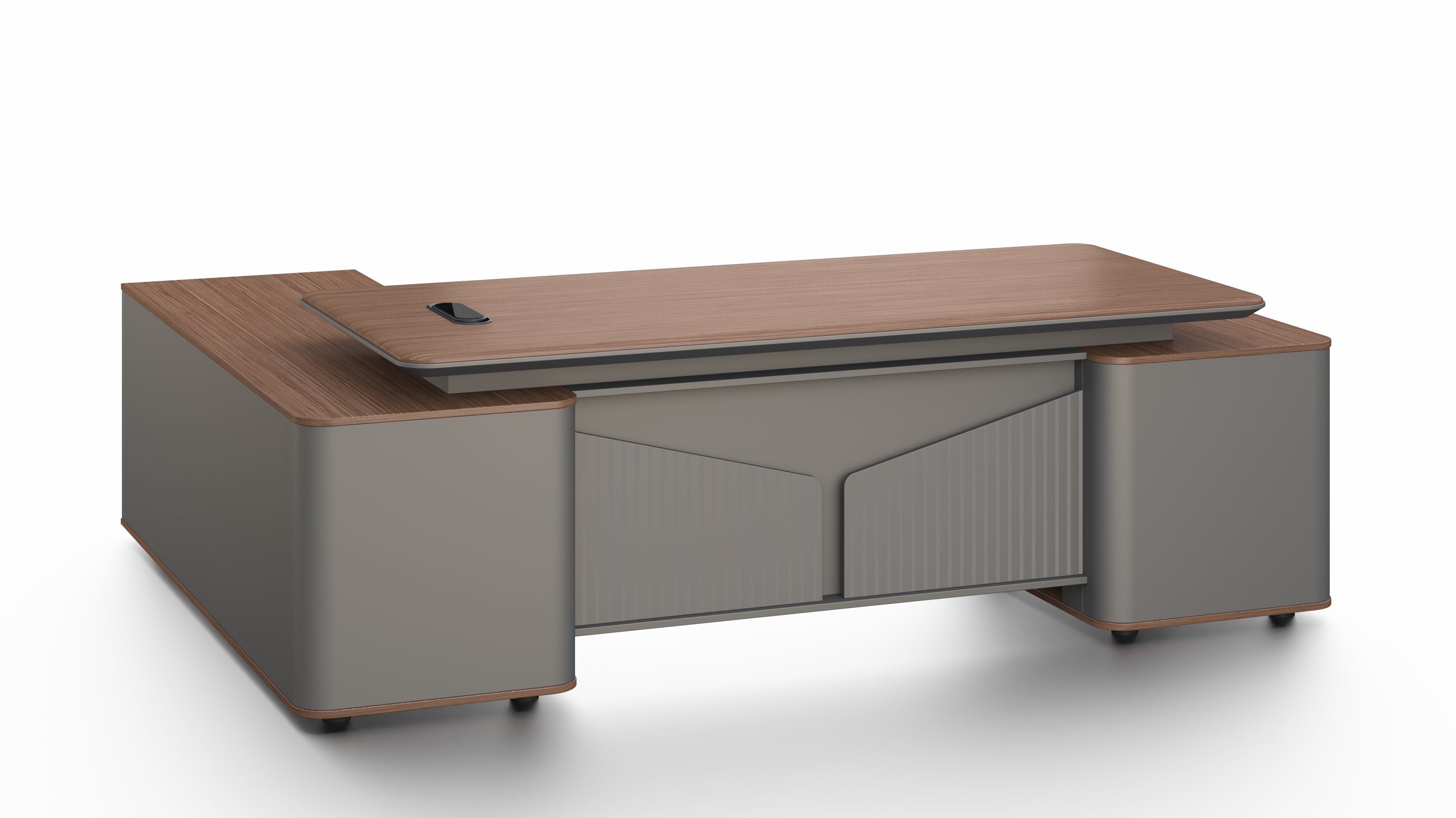 Monarch Executive Desk 2.4m -Brown Walnut & Grey