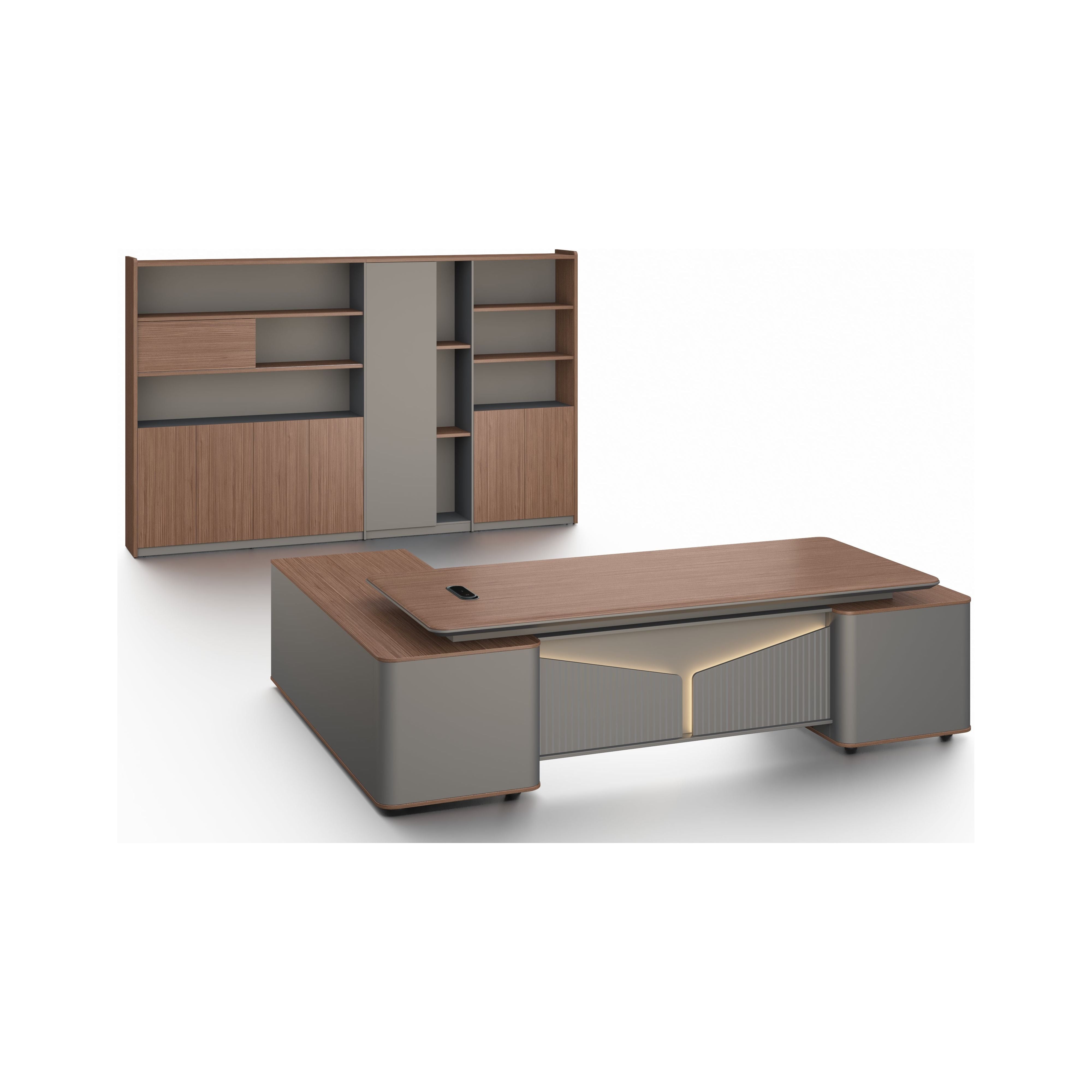 Monarch File Cabinet 3.2m -Brown Walnut & Grey