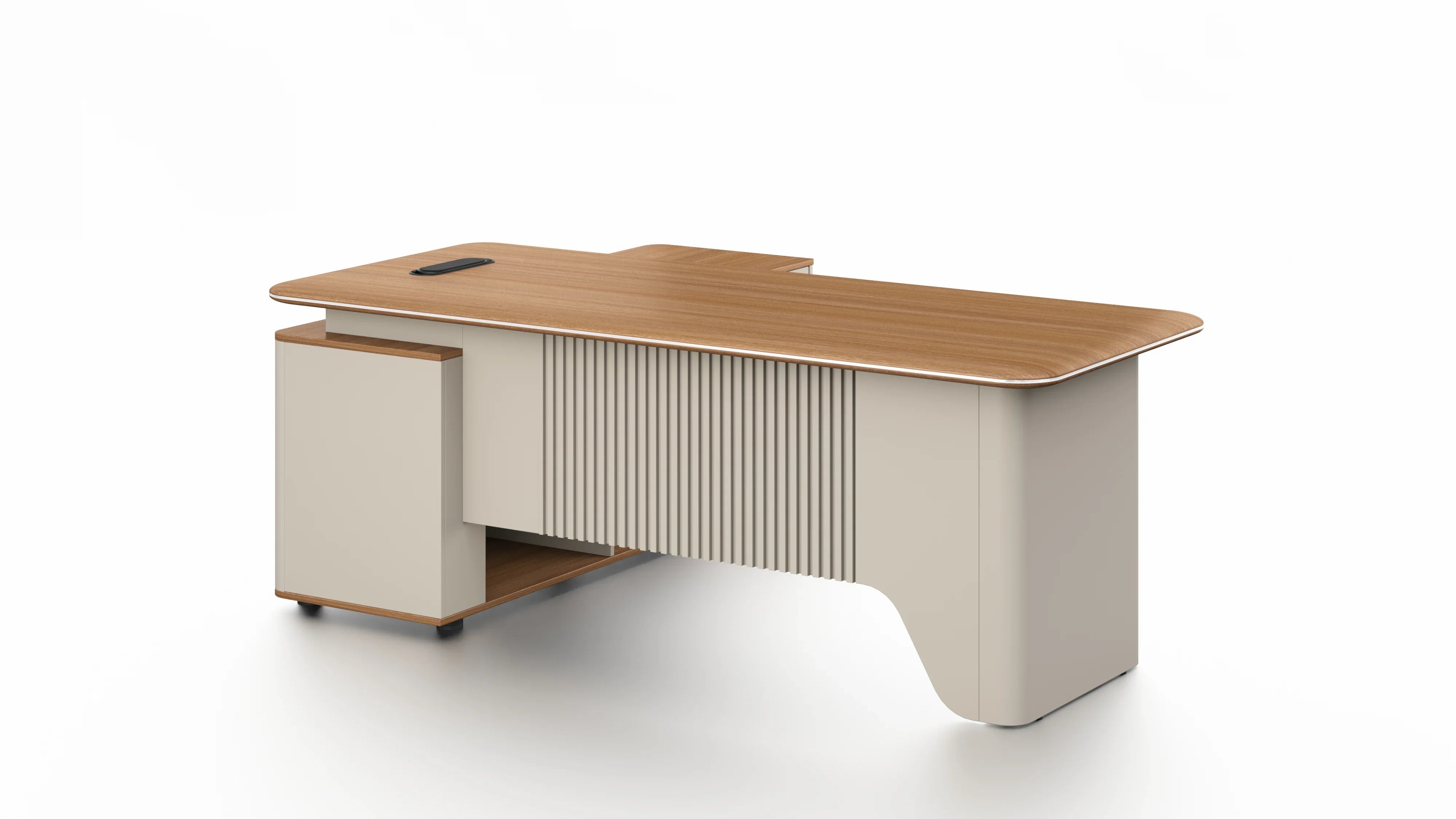 Ebony Executive Desk 2m -Golden Oak & Grey