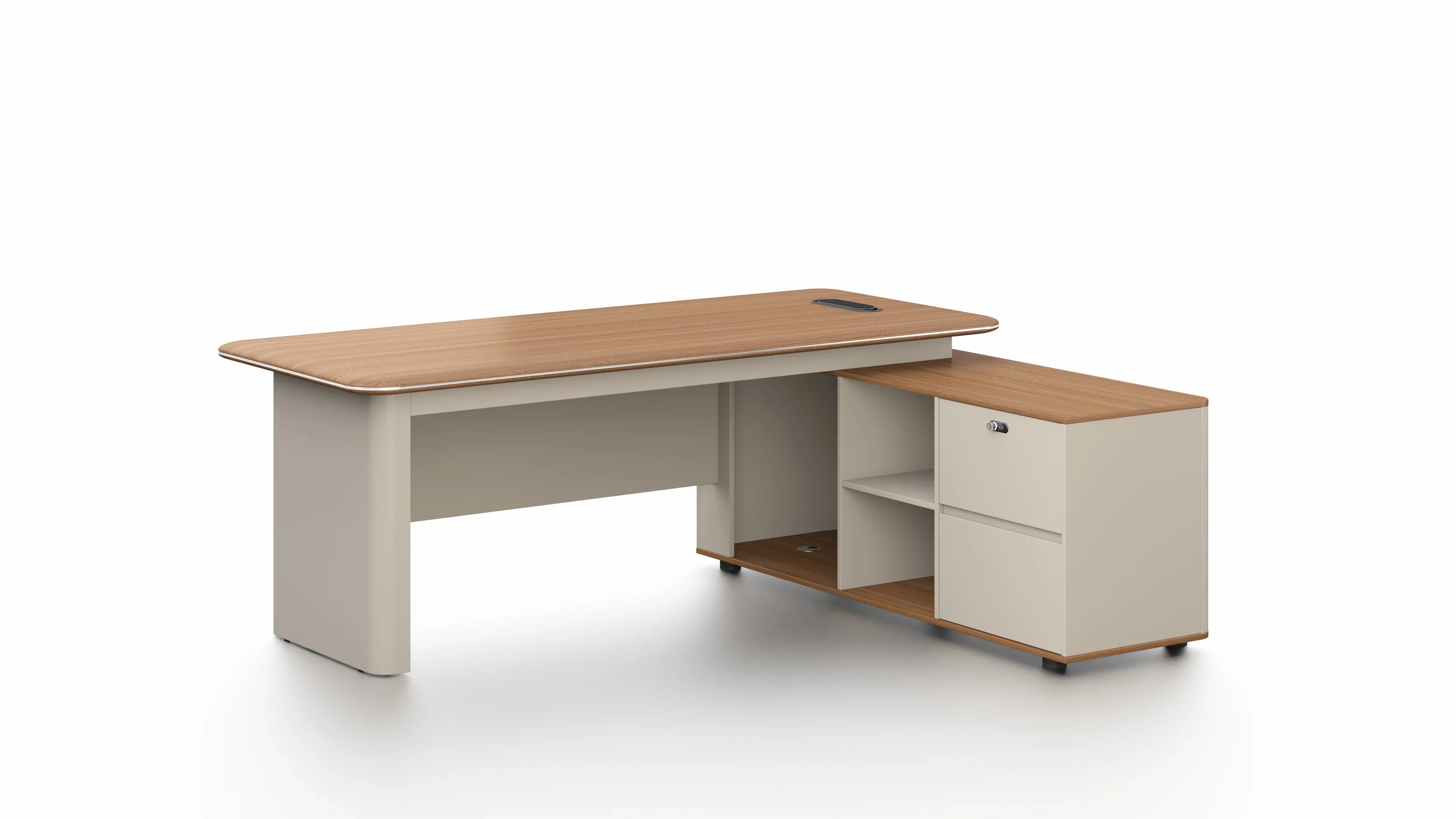 Ebony Executive Desk 2m -Golden Oak & Grey