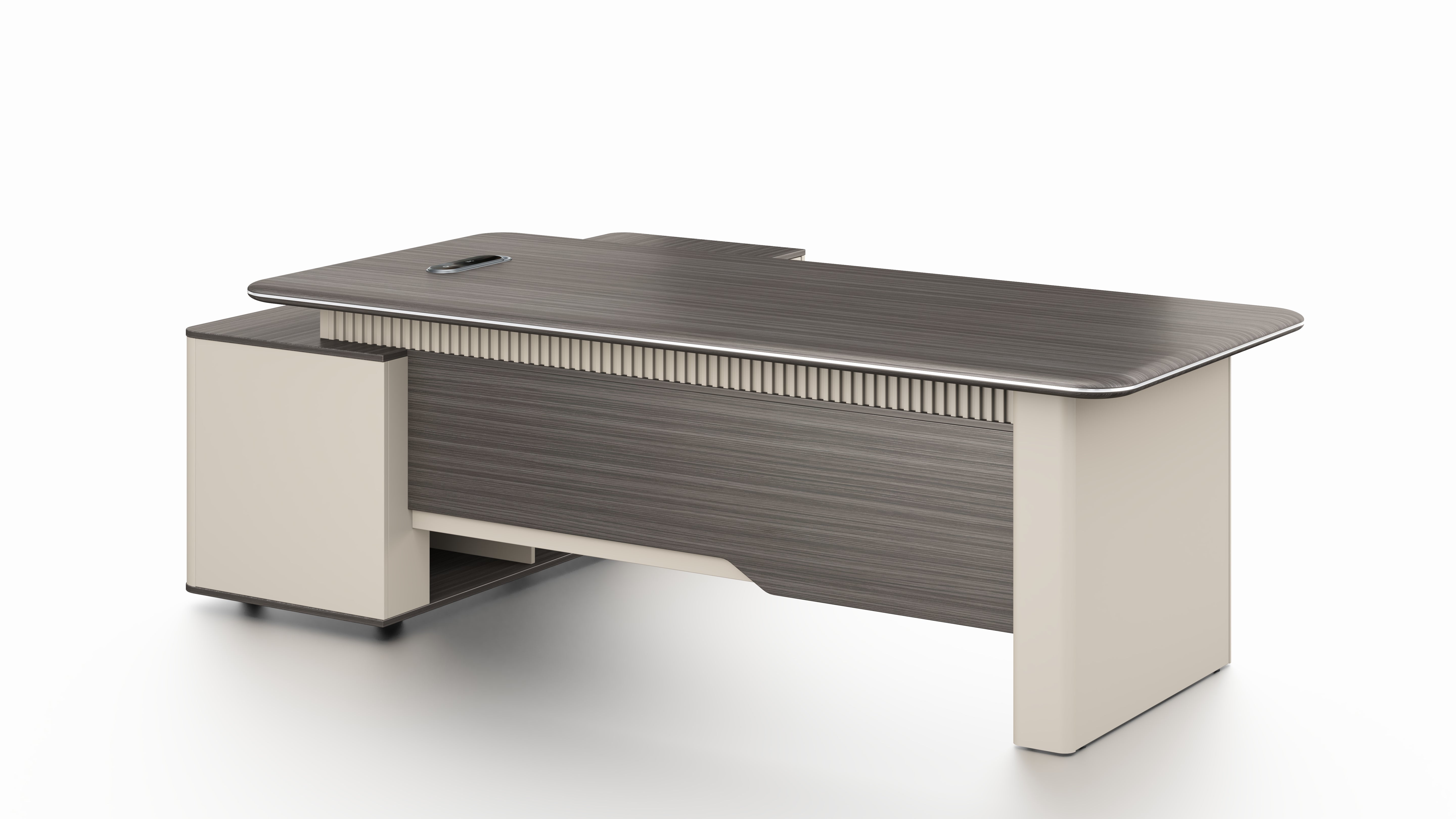 Phantom Executive Desk 2.4m – Ebony & Elegance Grey With LED Panel