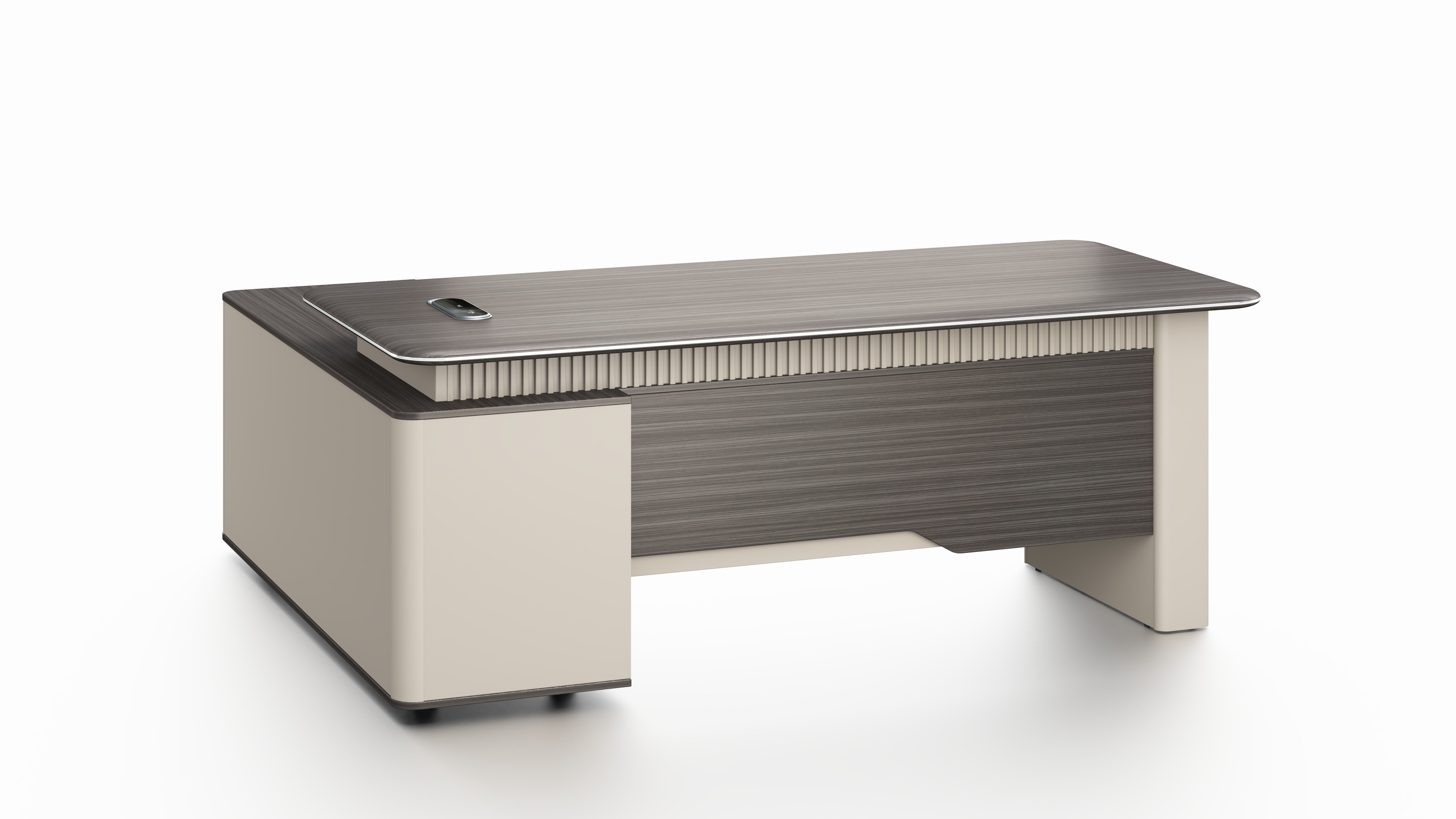 Phantom Executive Desk 2.0m – Ebony & Elegance Grey With LED Panel