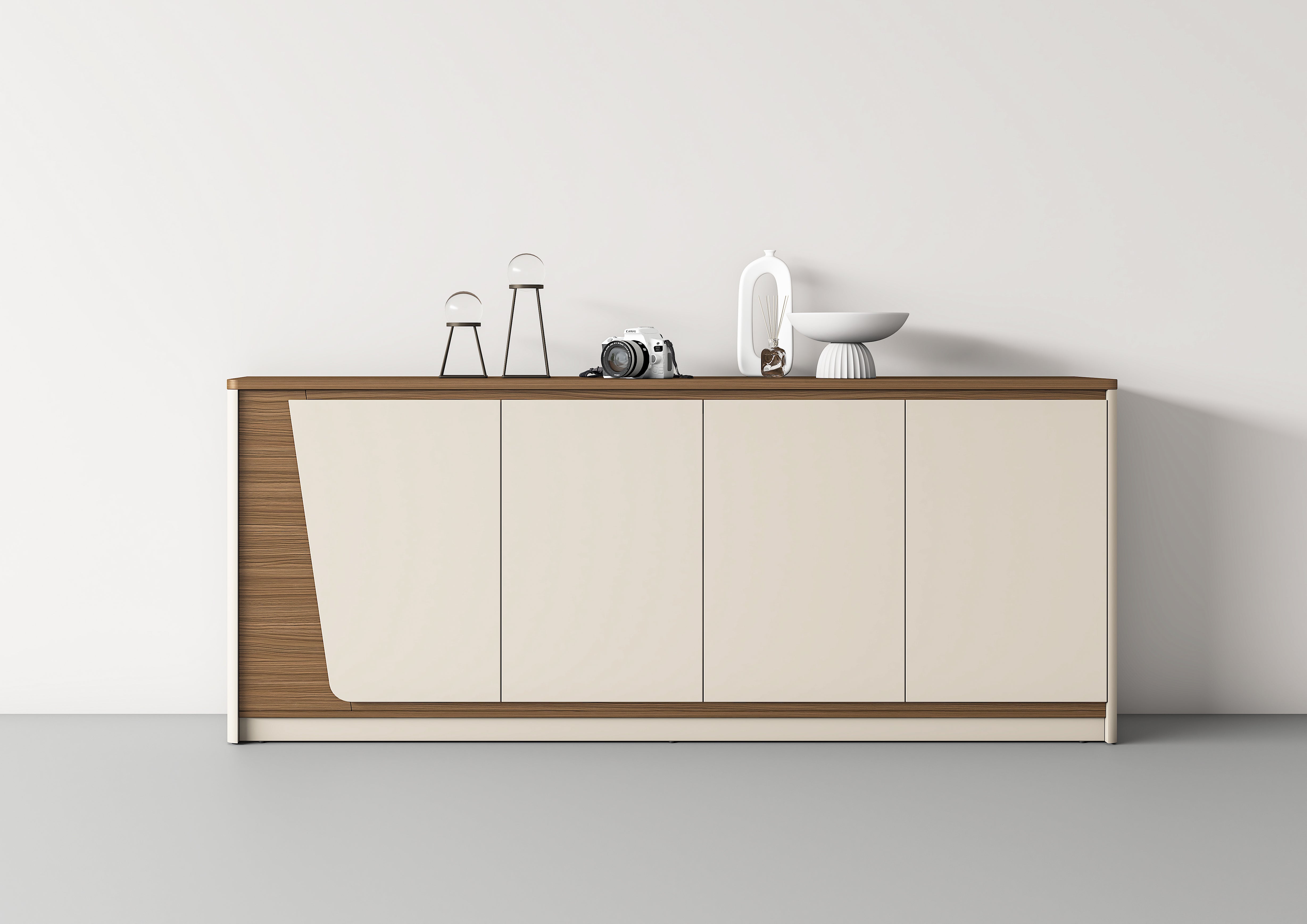 Flinders Storage Low File Cabinet 2m – Walnut & Elegance Grey