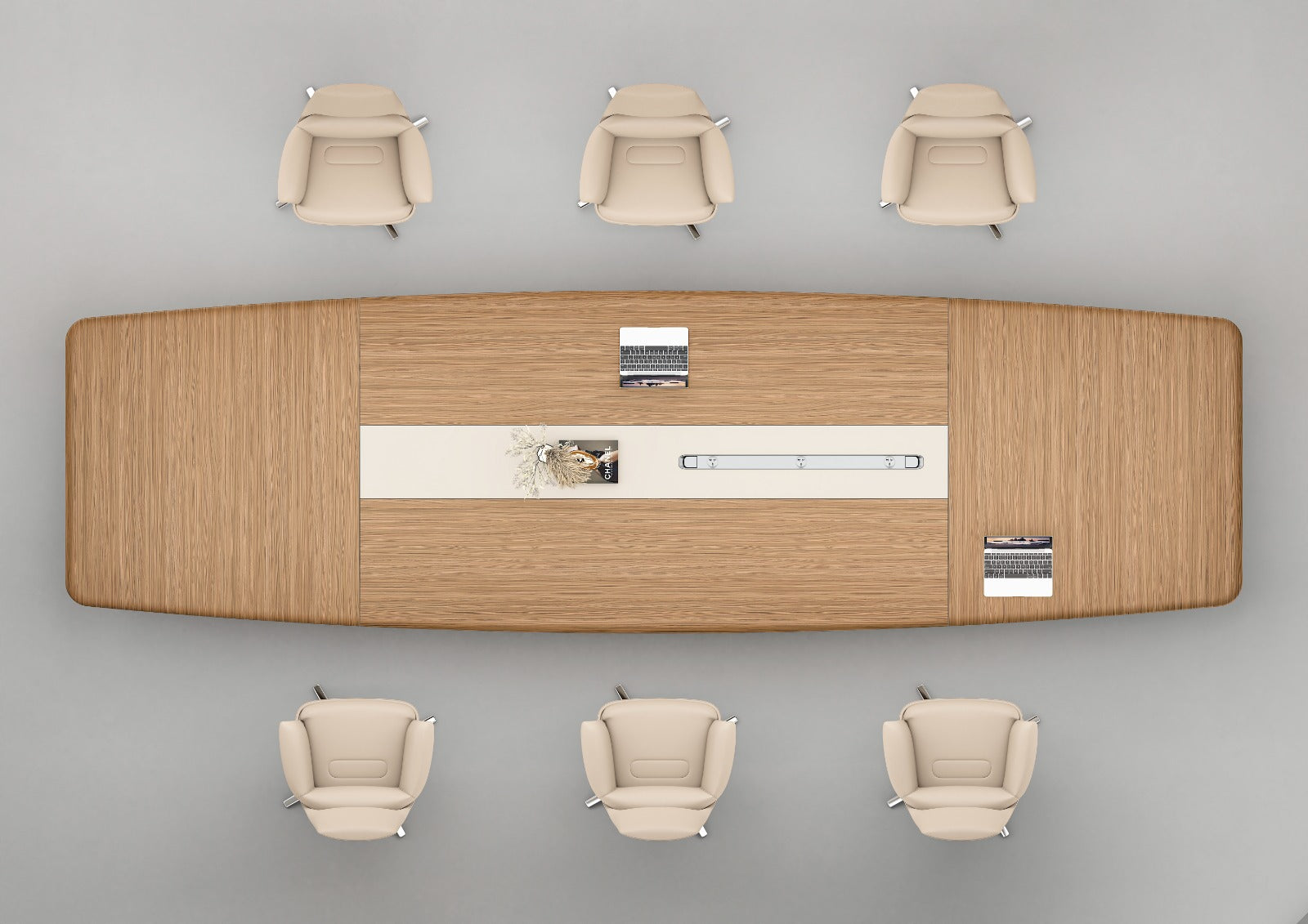 Flinders Conference Table 3.6m x 1.4m Walnut & Elegance Grey–With Wire Management System