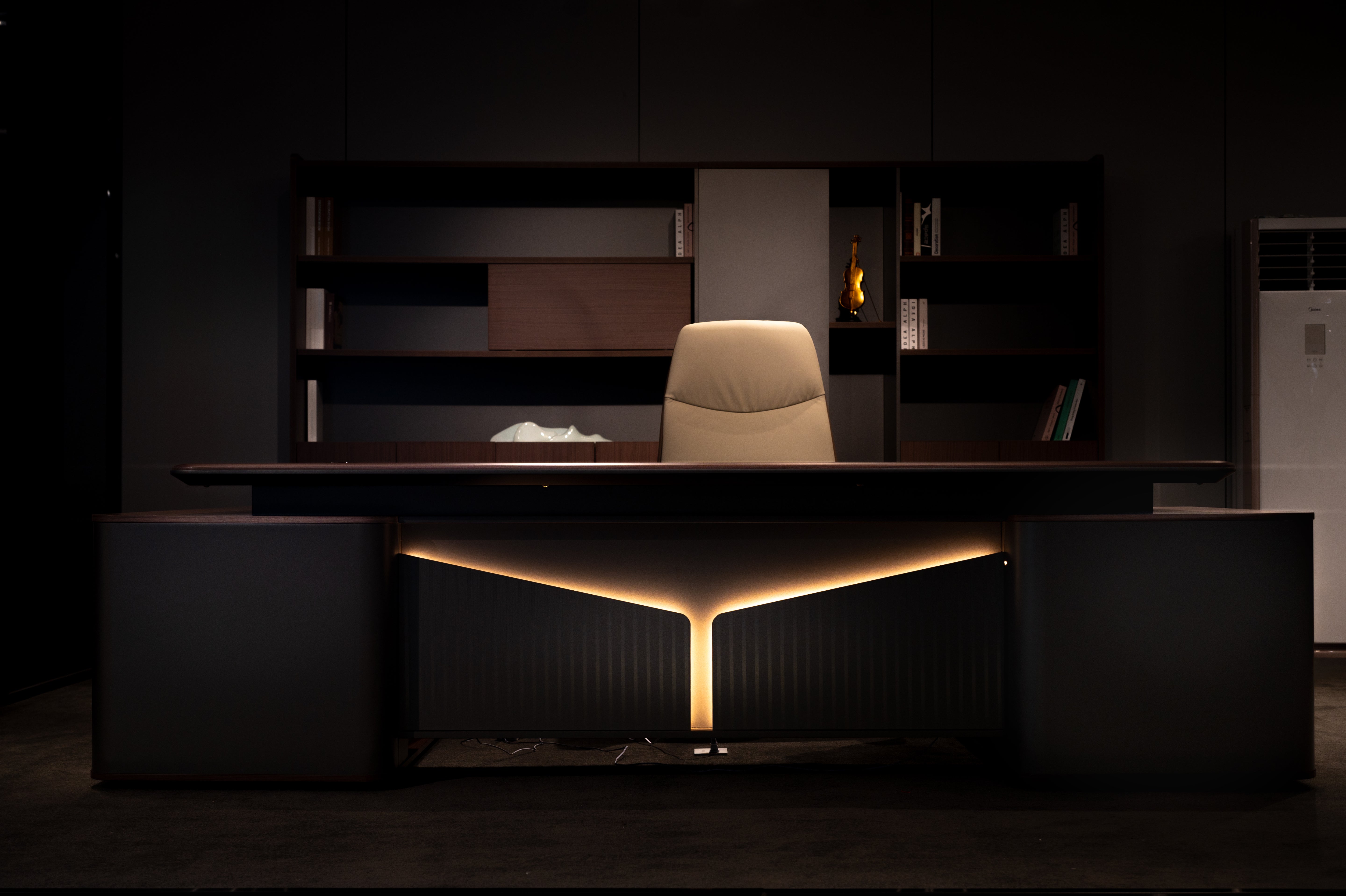 Monarch Executive Desk 2.4m -Brown Walnut & Grey