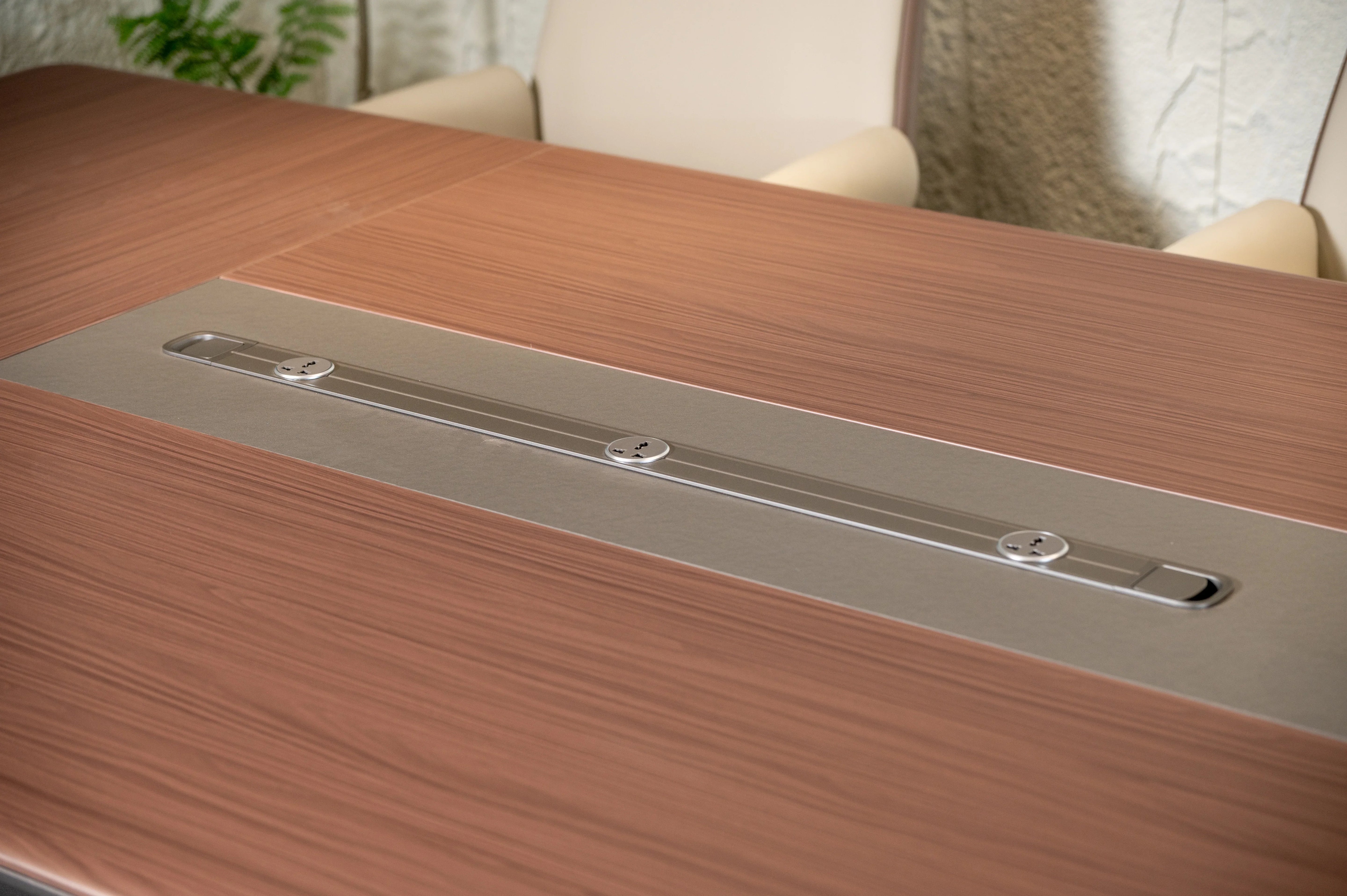 Monarch Boardroom Table 3.6m x 1.4m - Brown Walnut & Grey