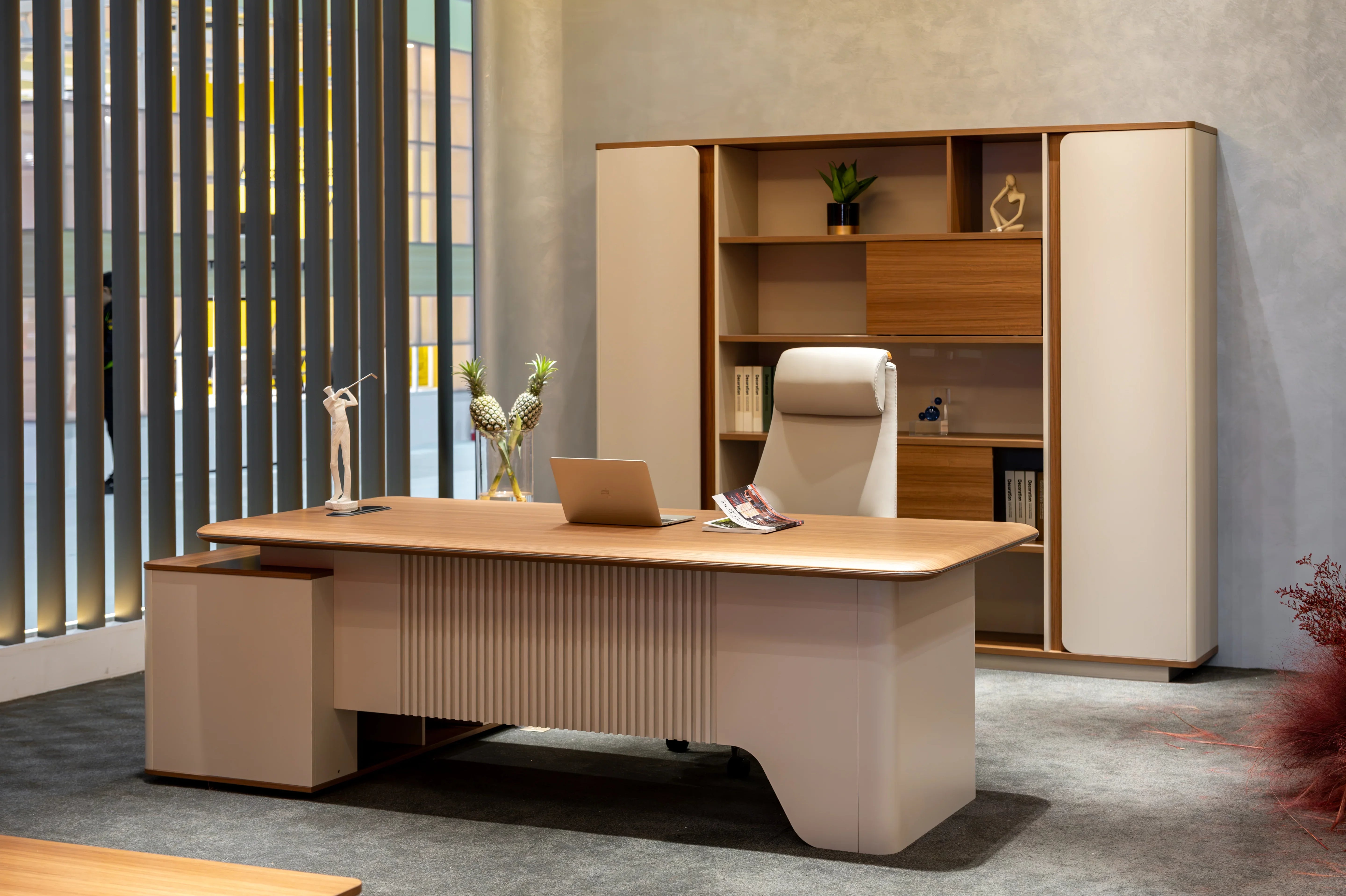 Ebony File Cabinet 2.4m -Golden Oak & Grey