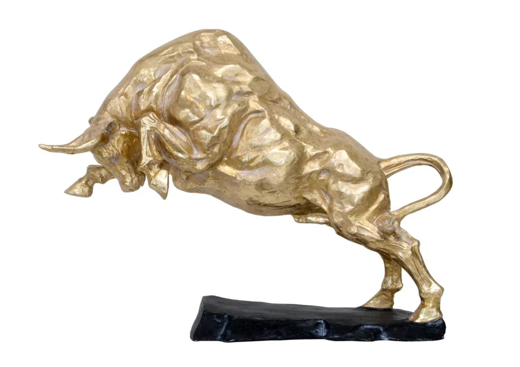 Ornament-Ox On Stand- Gold 50cm