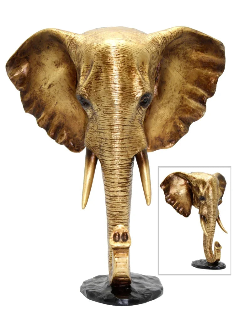 Ornament-Elephant Bust- Gold 38cm