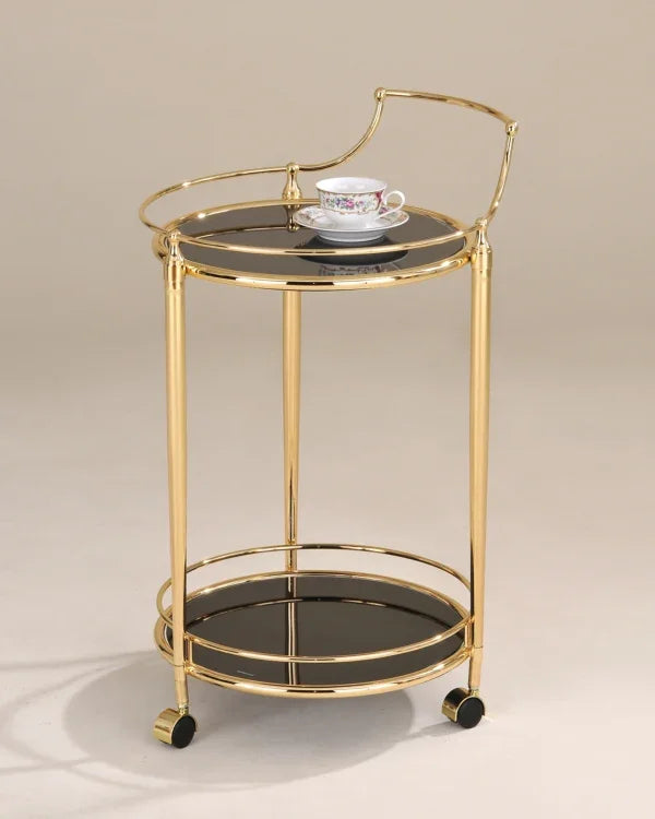 Bar Cart-Glass-Rd-Gold 50x46x76cm