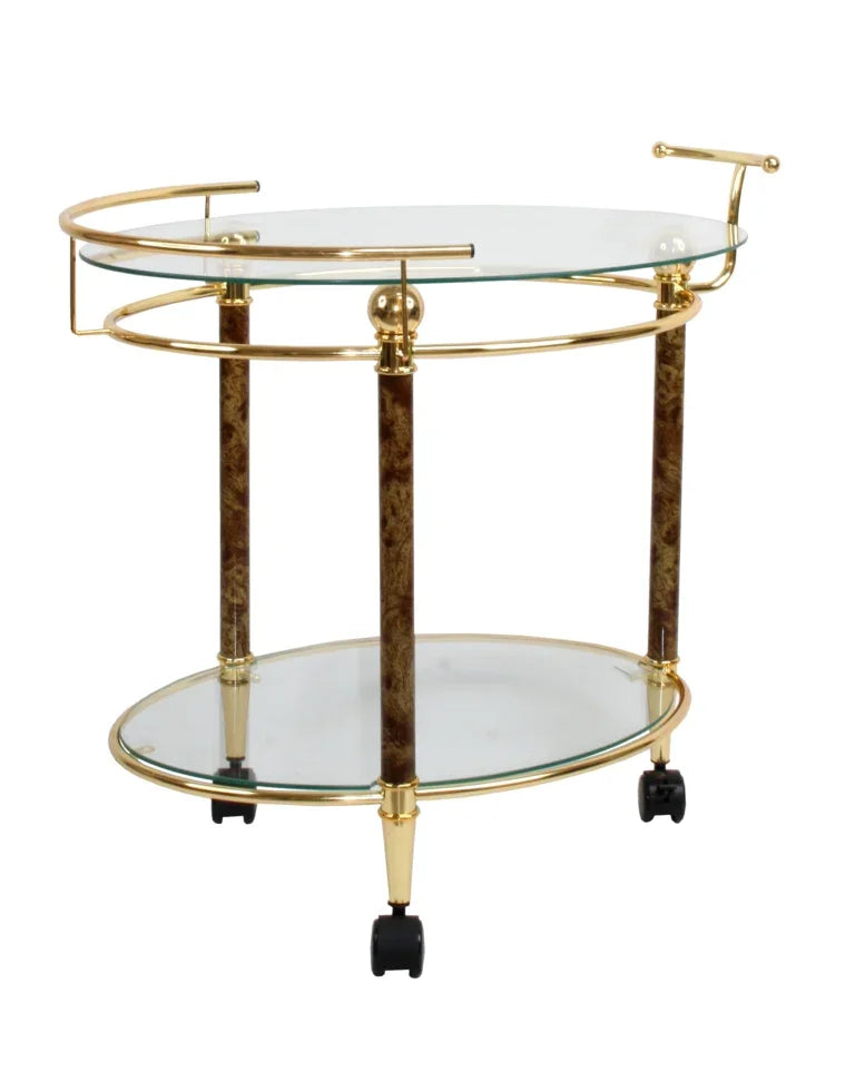 Bar Cart-Glass-Oval-Burl 73x50x77cm