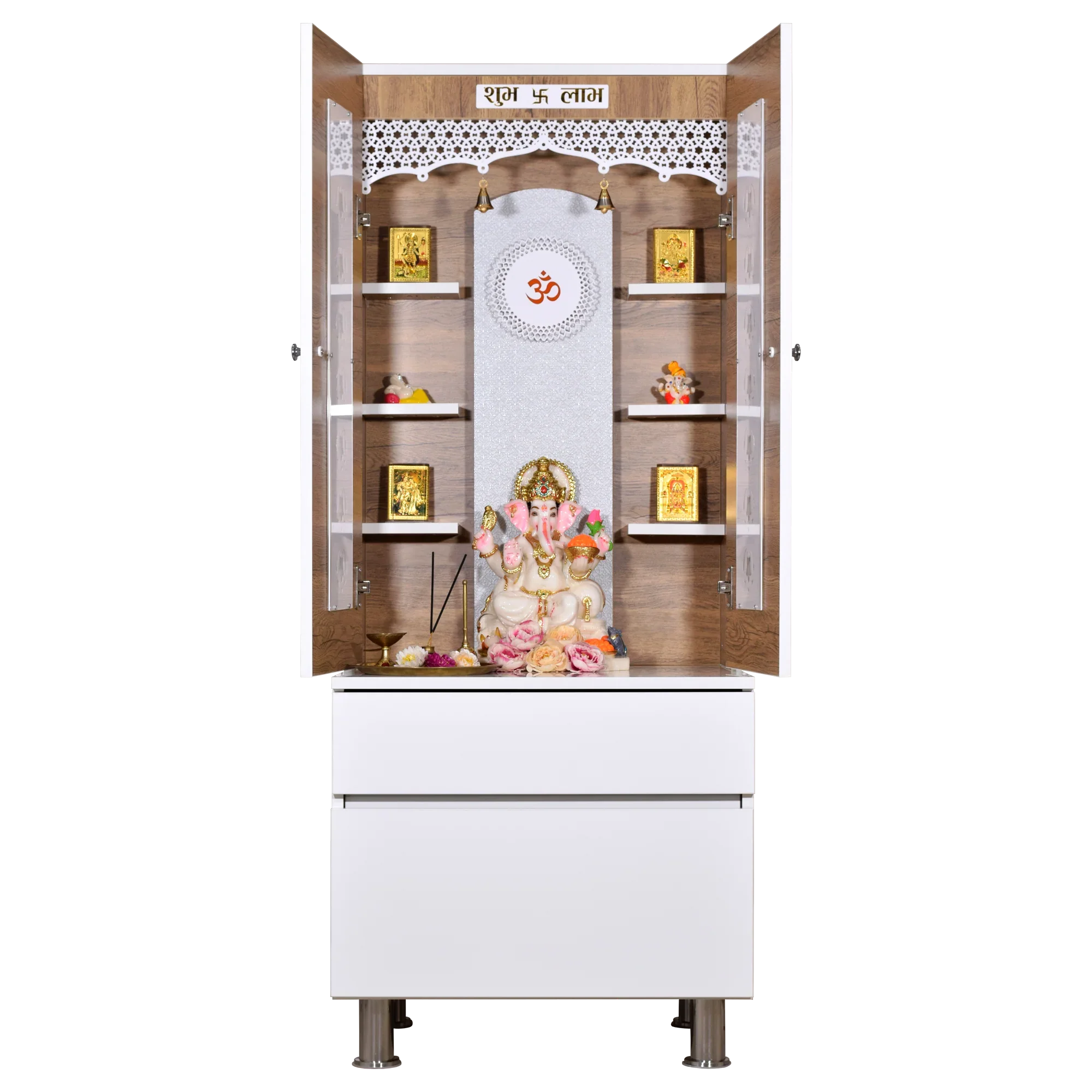F C Wooden Mandir with doors 5' x 2'