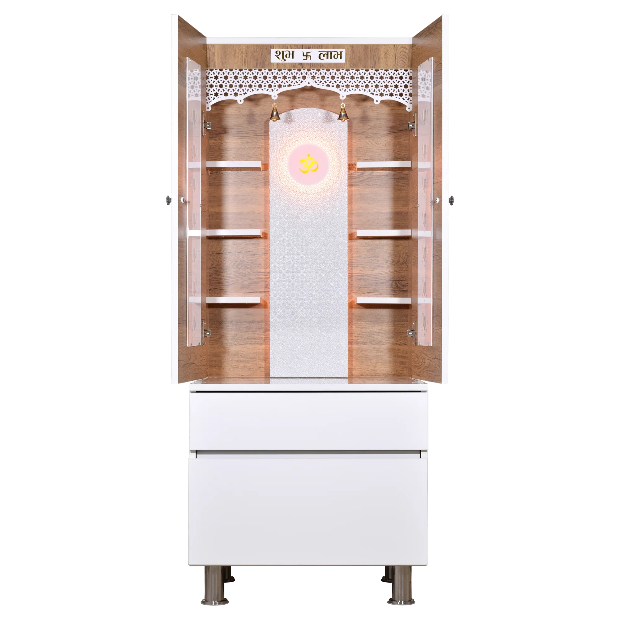 F C Wooden Mandir with doors 5' x 2'