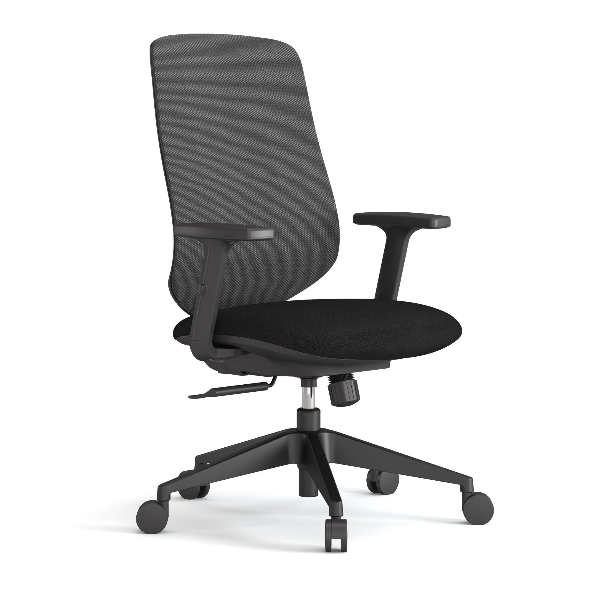 Vale Medium Back Chair With Black Mesh Back Rest & Black Upholstered Seat