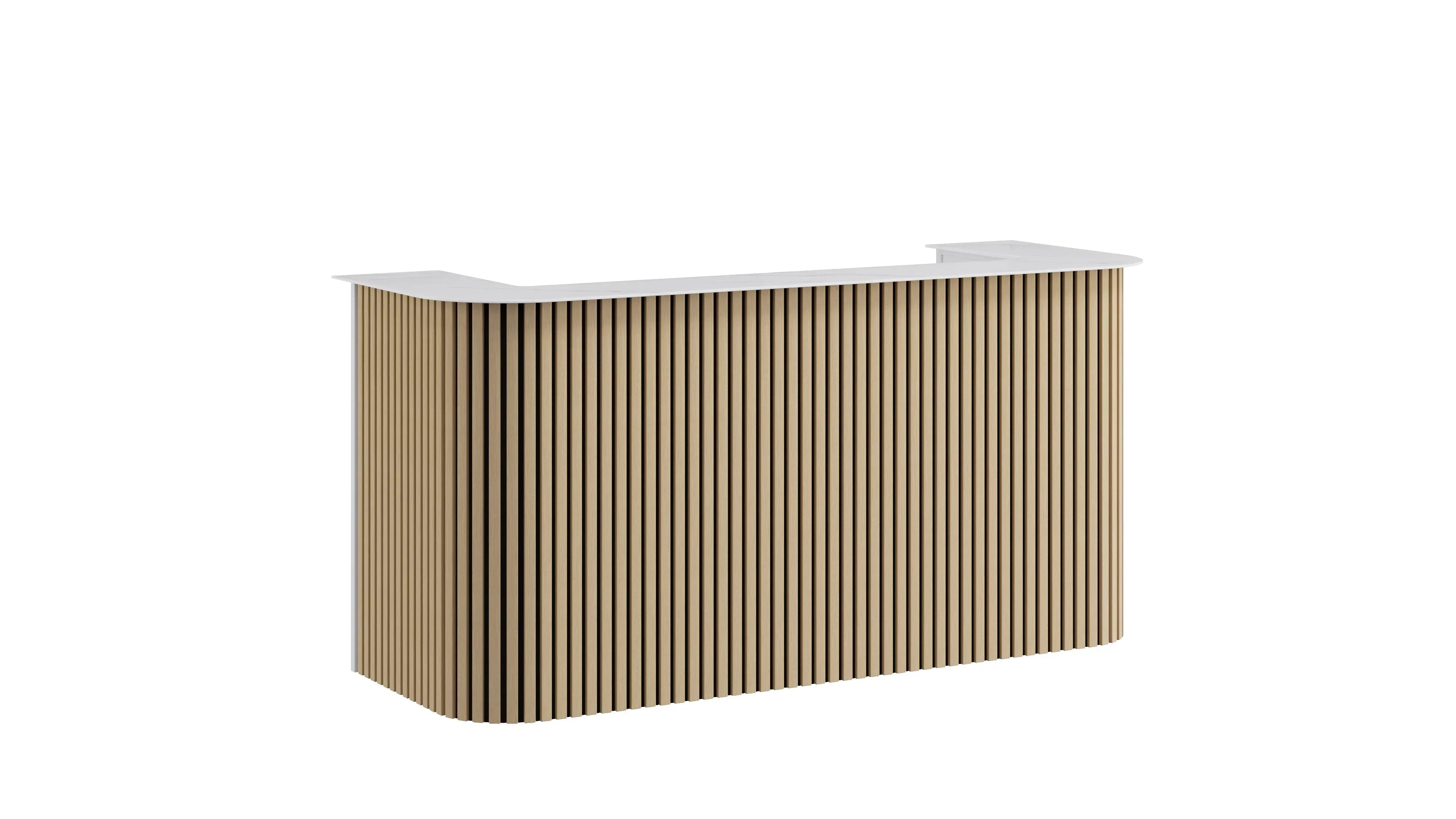 Meiko Reception Desk Oak Panels With White Top 210cm