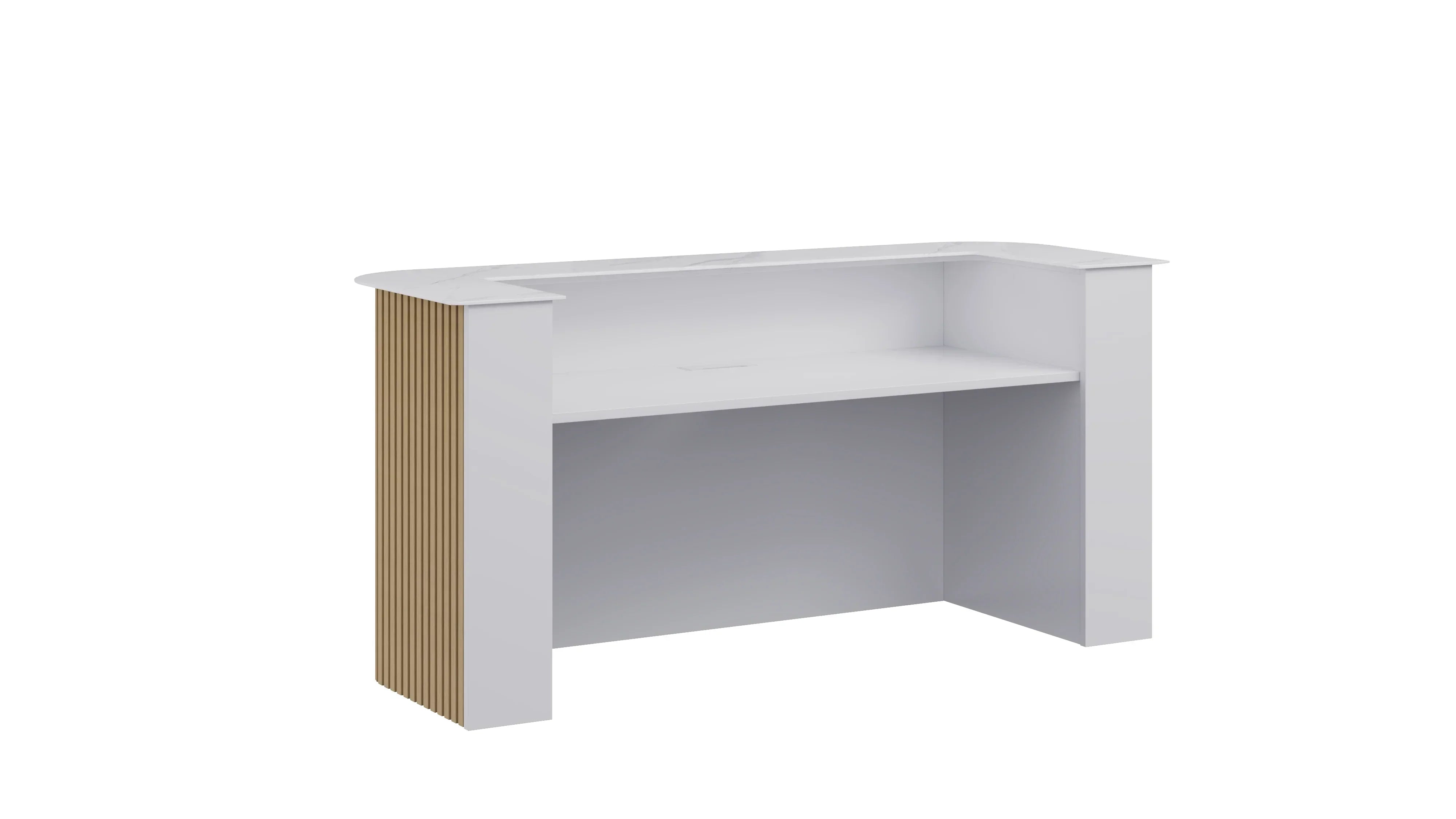 Meiko Reception Desk Oak Panels With White Top 210cm