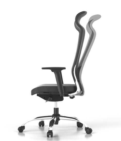 Burton High Back Leather Chair – Black | Premium Leather & Aluminium Base