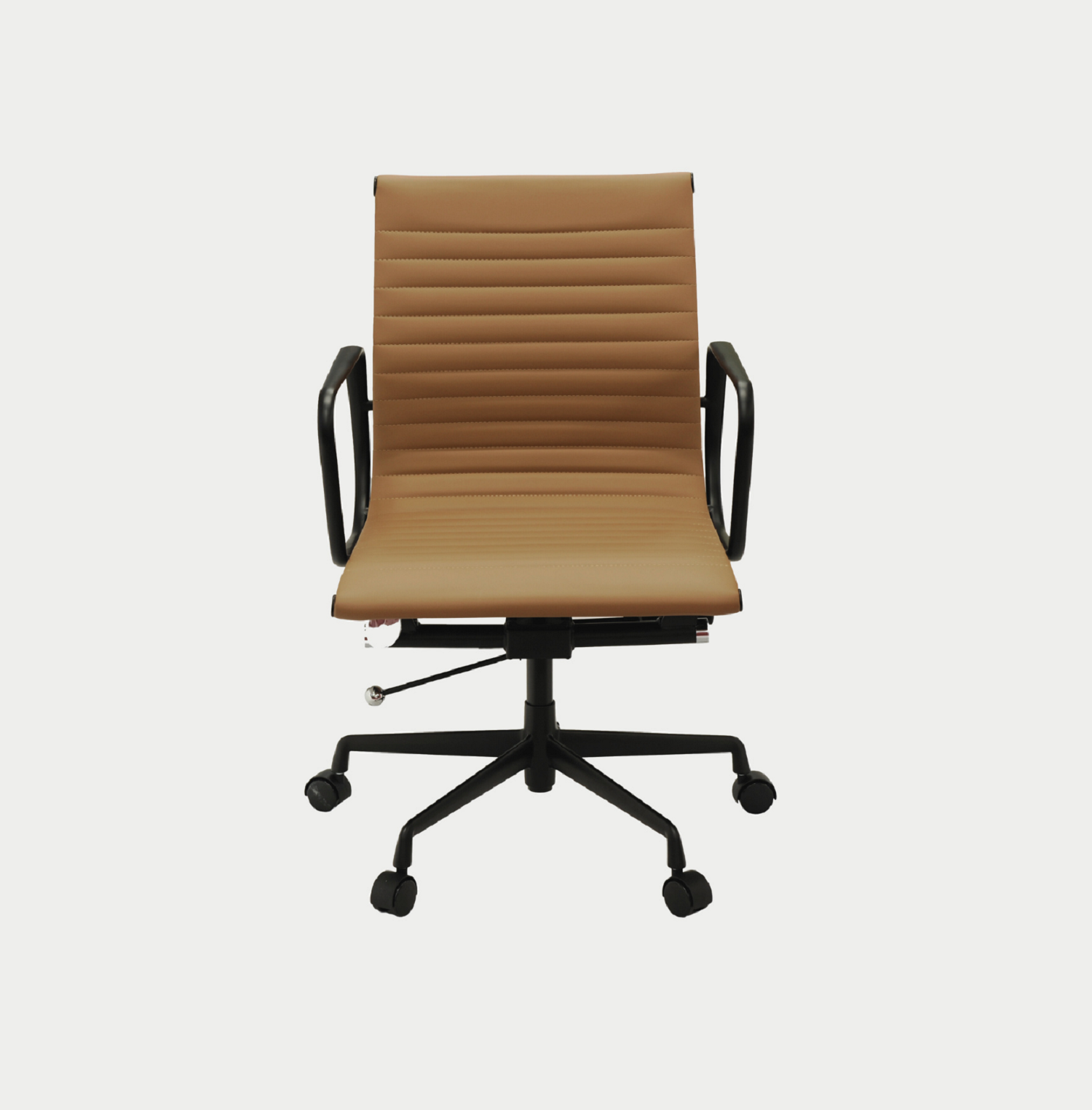 Kaplan Medium Back Office Chair – Tan | PU Leather & Matt Black Base