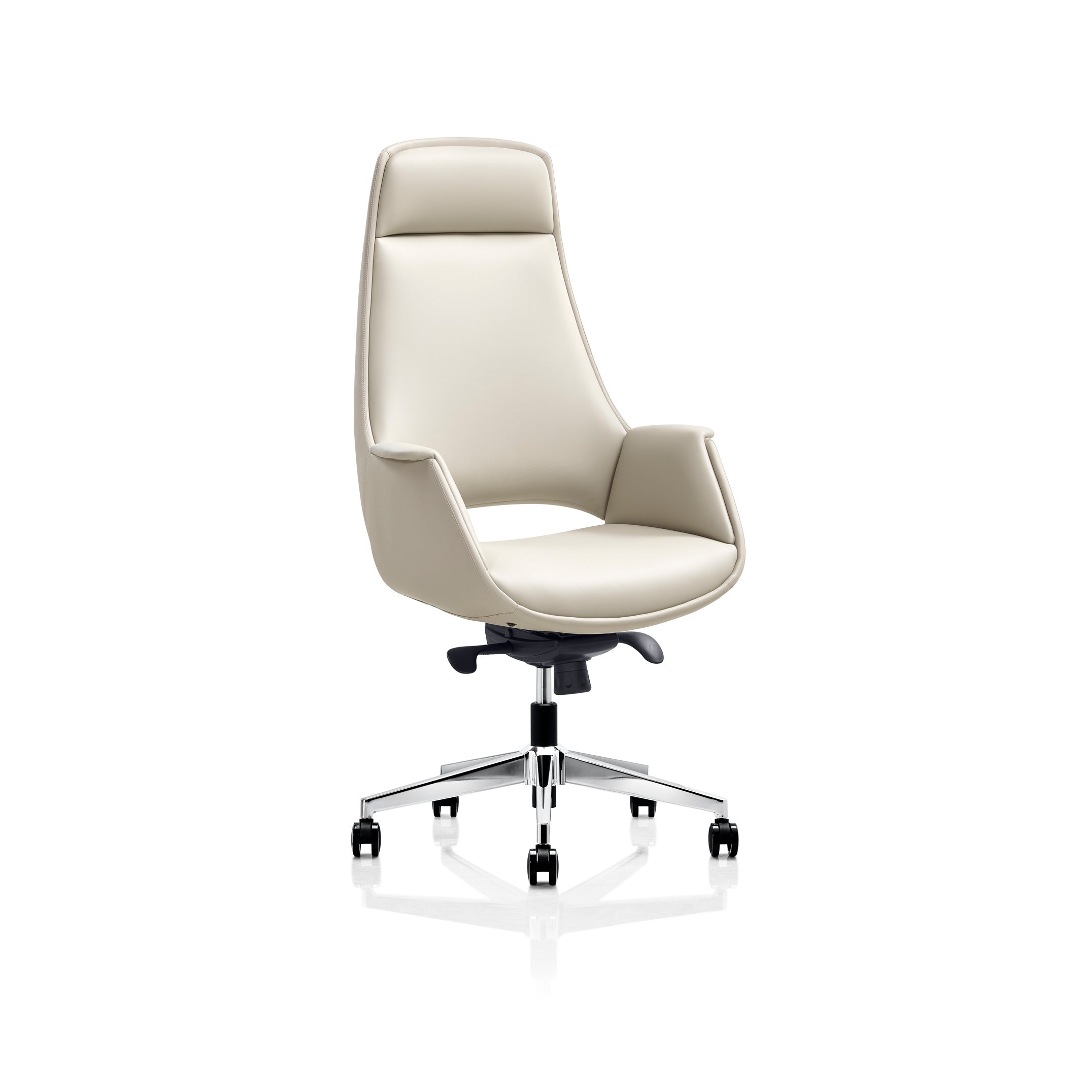 Lawson Executive Leather Chair – Beige | PU Leather & Aluminium Base