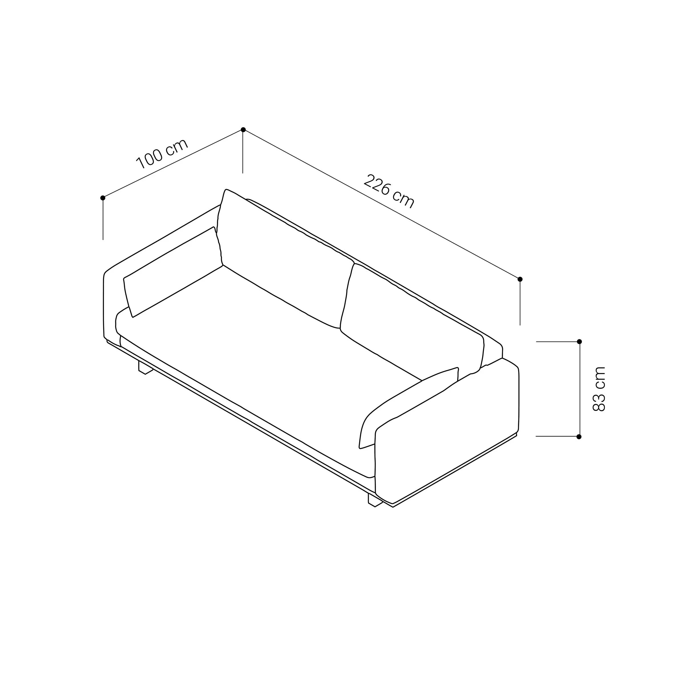Discover 3 Seater Leather Sofa W226XD101XH83cm (Melbourne Only)