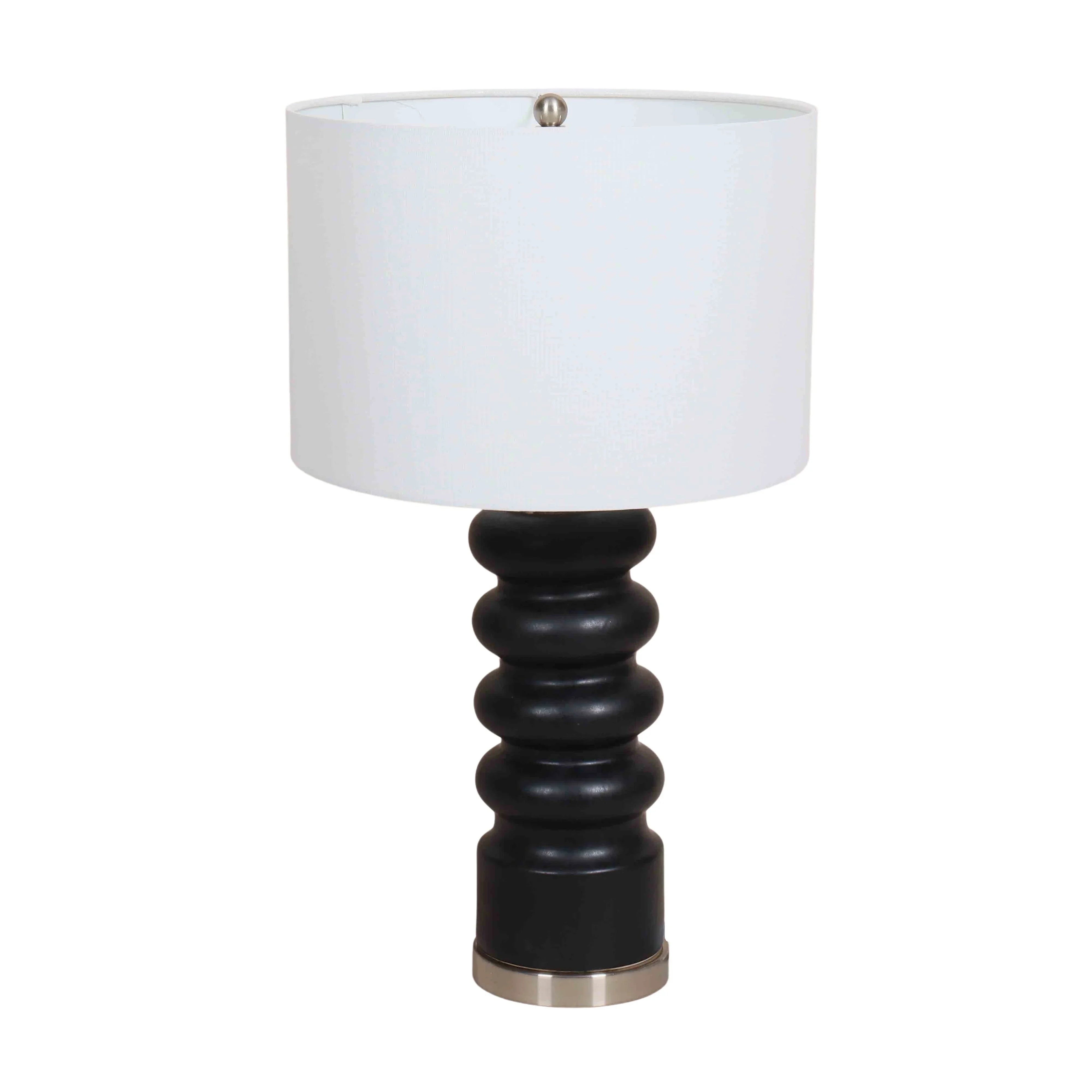 Bloomingdale Ceramic Black Ribbed Lamp W38 X D38 X H67cm