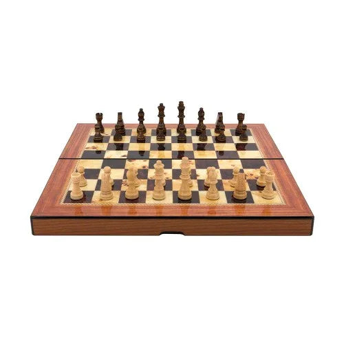 Dal Rossi Walnut Shiny Finish Folding Chess Set, 16″