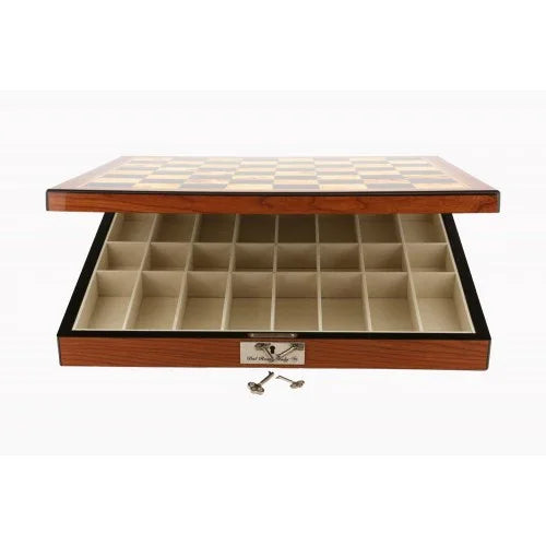 Dal Rossi Italy Copper / Bronze Chess Set on Walnut Shiny Finish Chess Box 20” with compartments