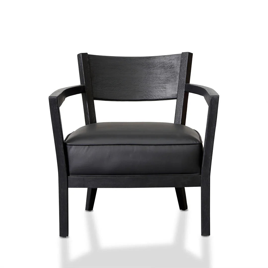 FC Black Wooden ArmFCair - Black PU leather Seat
