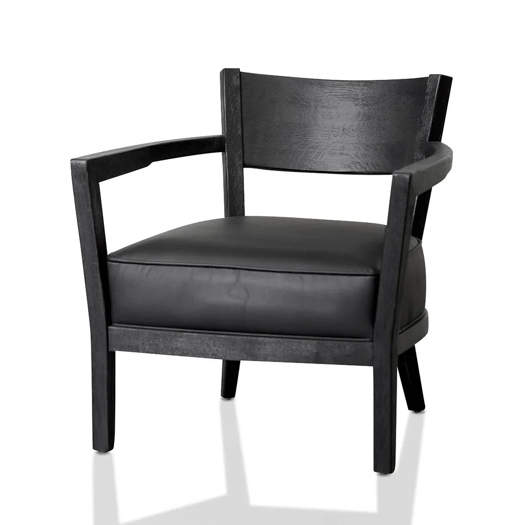 FC Black Wooden ArmFCair - Black PU leather Seat