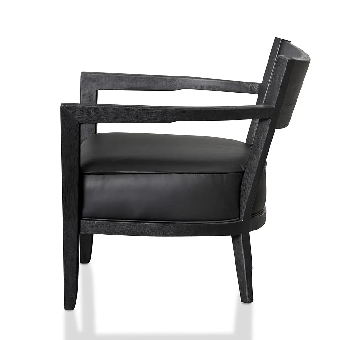 FC Black Wooden ArmFCair - Black PU leather Seat