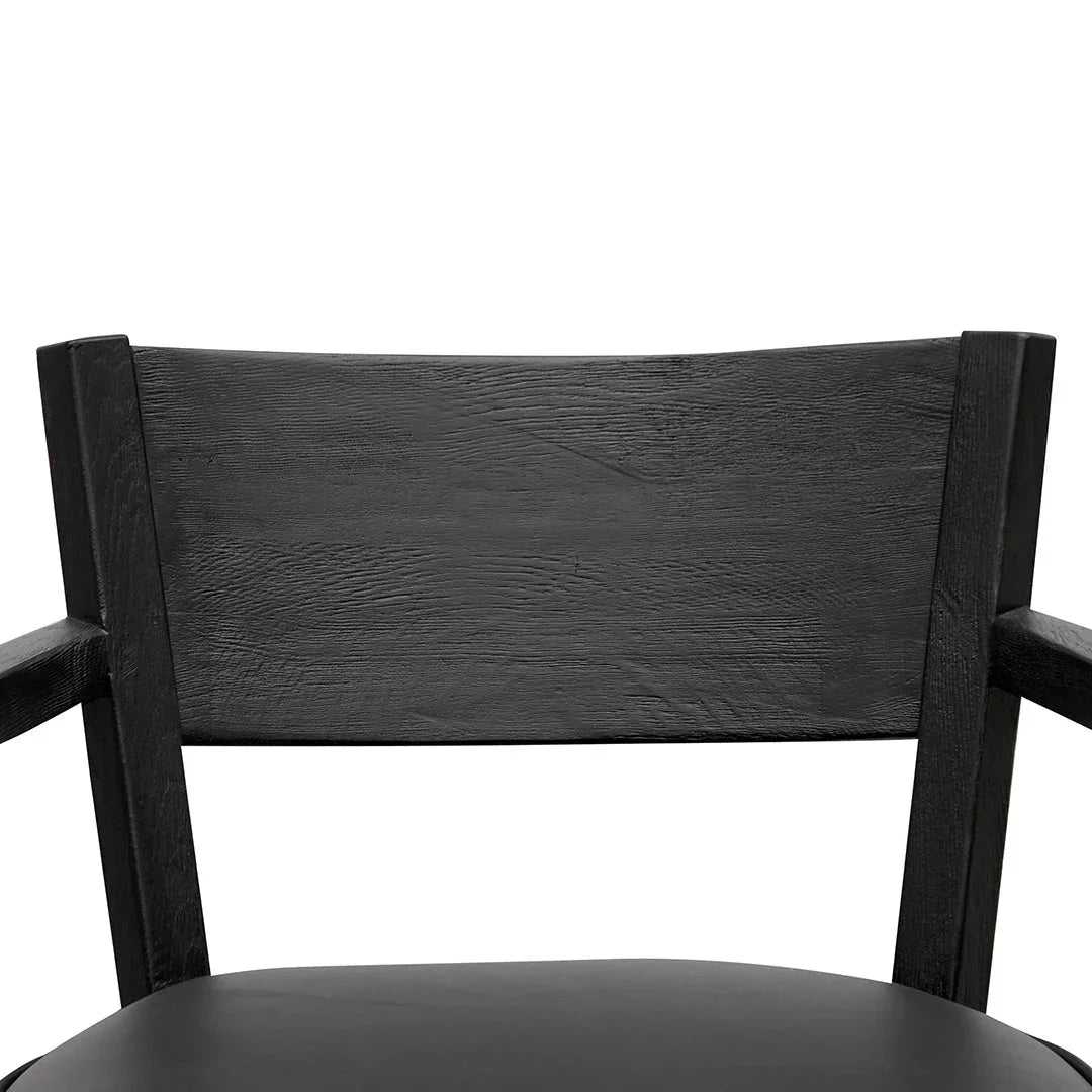 FC Black Wooden ArmFCair - Black PU leather Seat