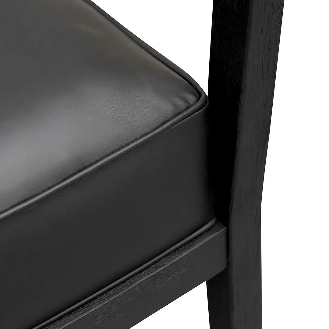 FC Black Wooden ArmFCair - Black PU leather Seat