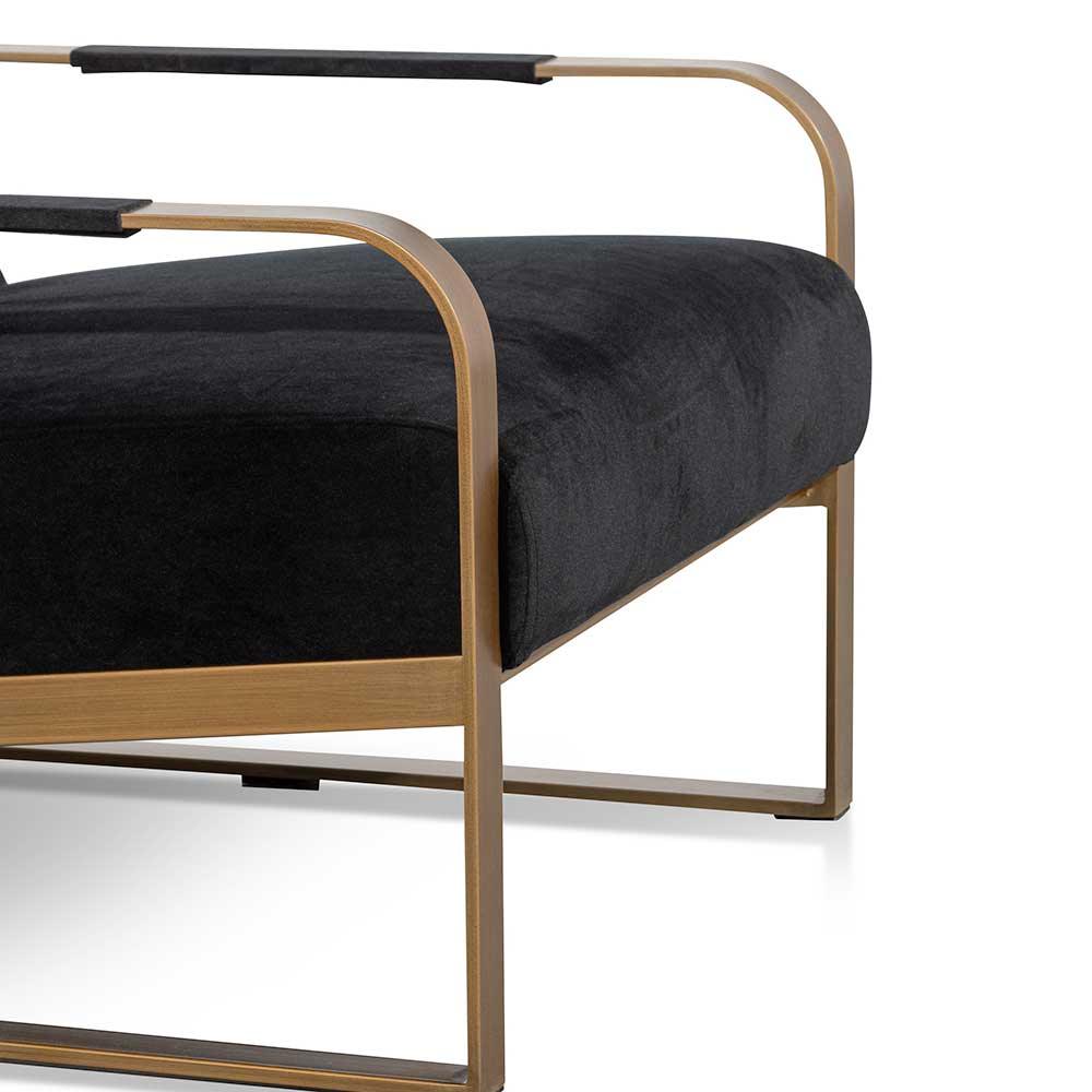 FC Black Velvet Armchair - Antique Golden Frame