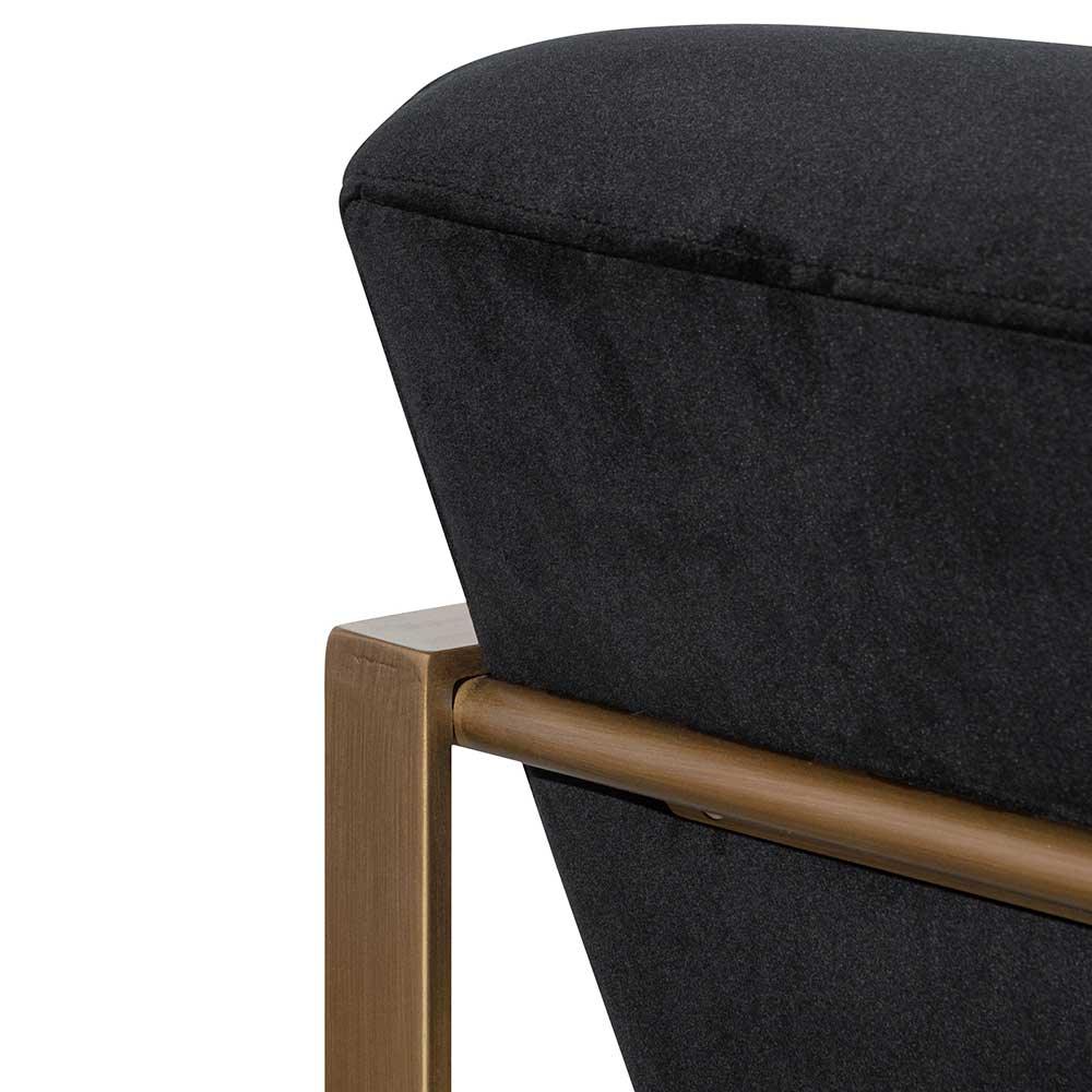 FC Black Velvet Armchair - Antique Golden Frame