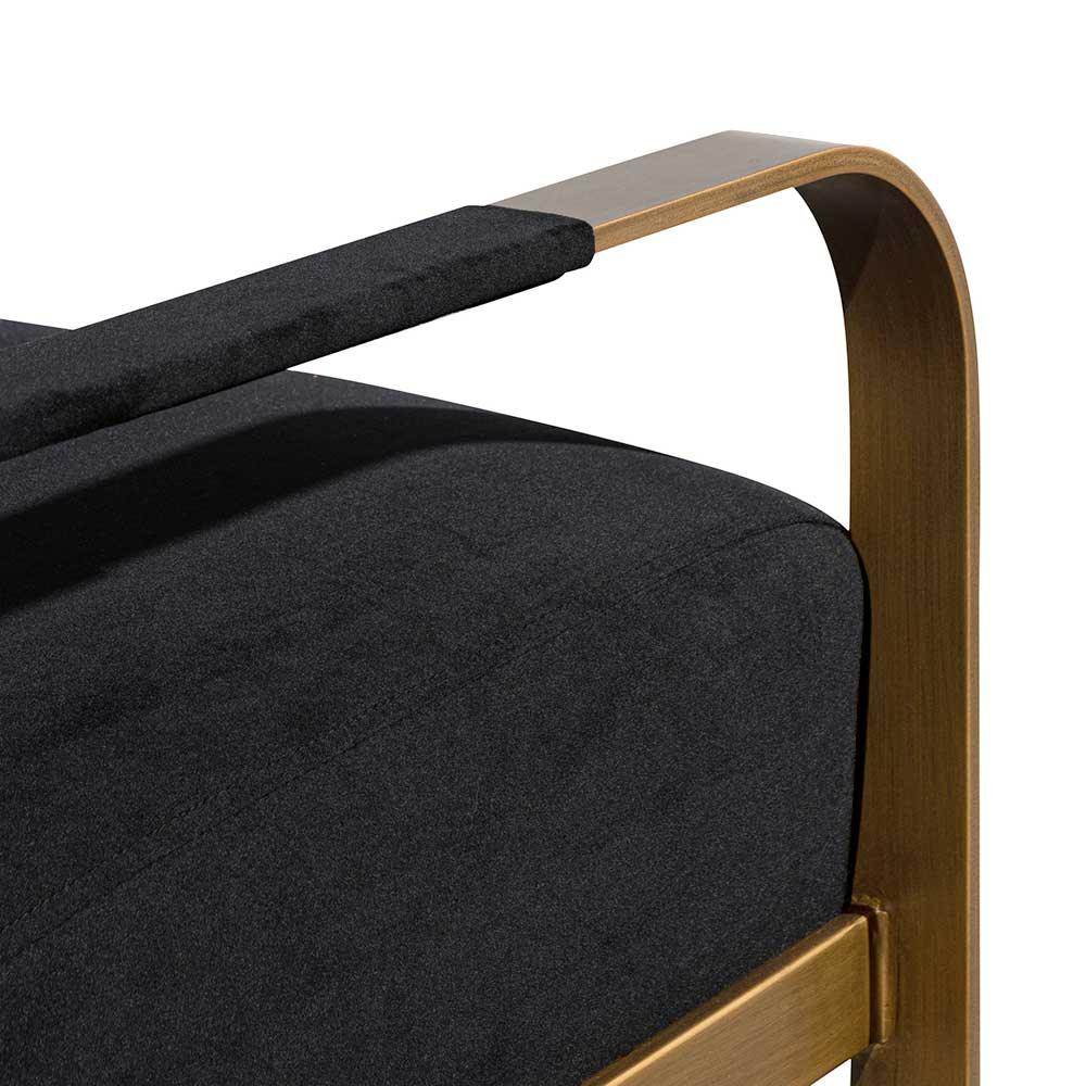 FC Black Velvet Armchair - Antique Golden Frame