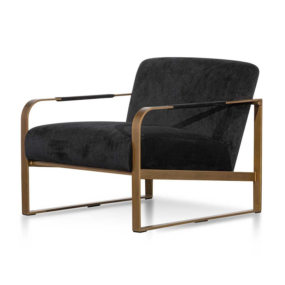 FC Black Velvet Armchair - Antique Golden Frame
