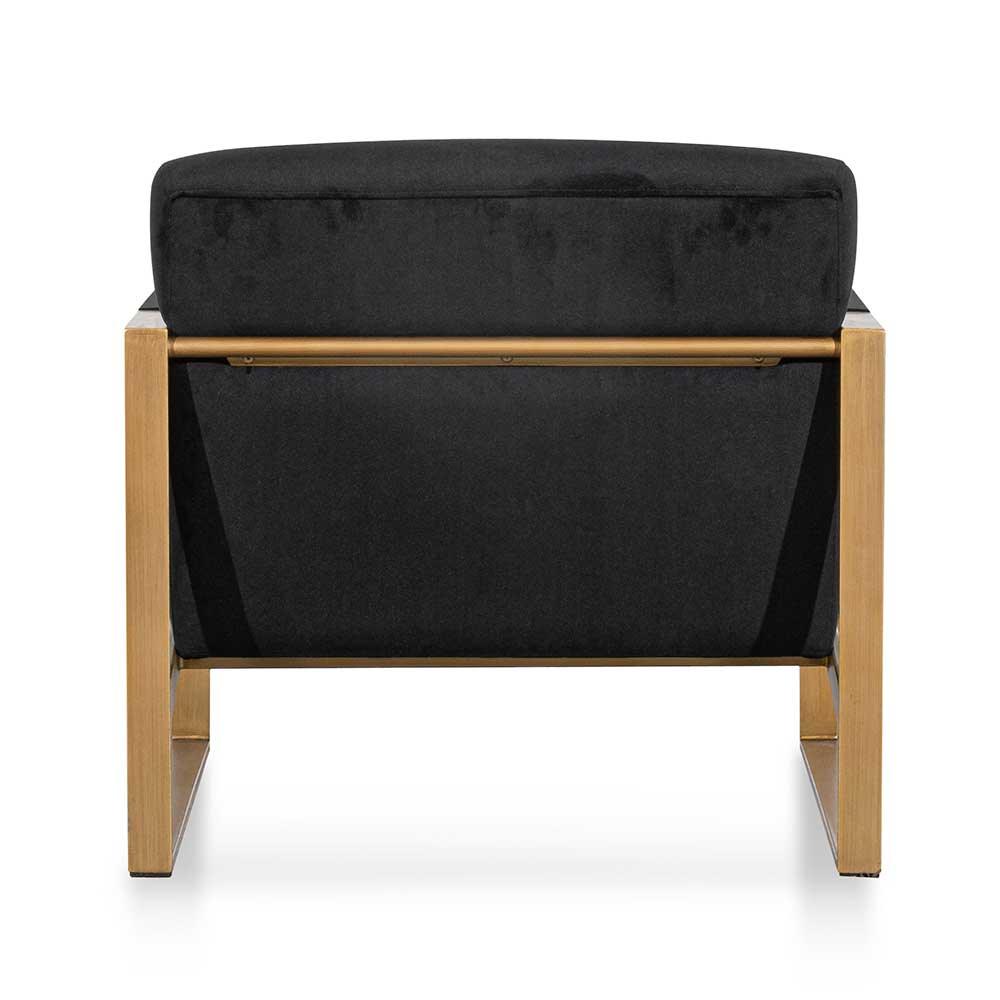 FC Black Velvet Armchair - Antique Golden Frame