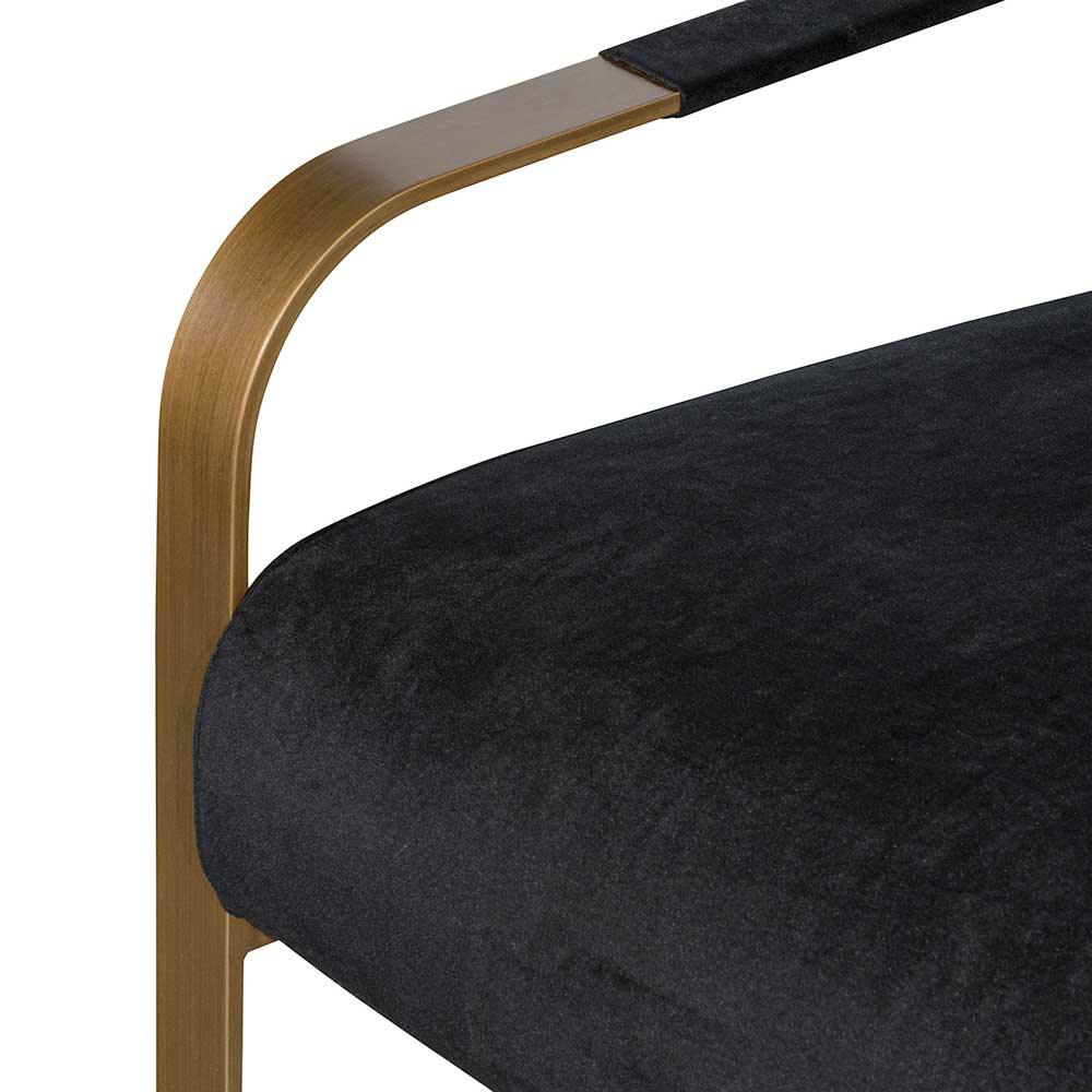 FC Black Velvet Armchair - Antique Golden Frame