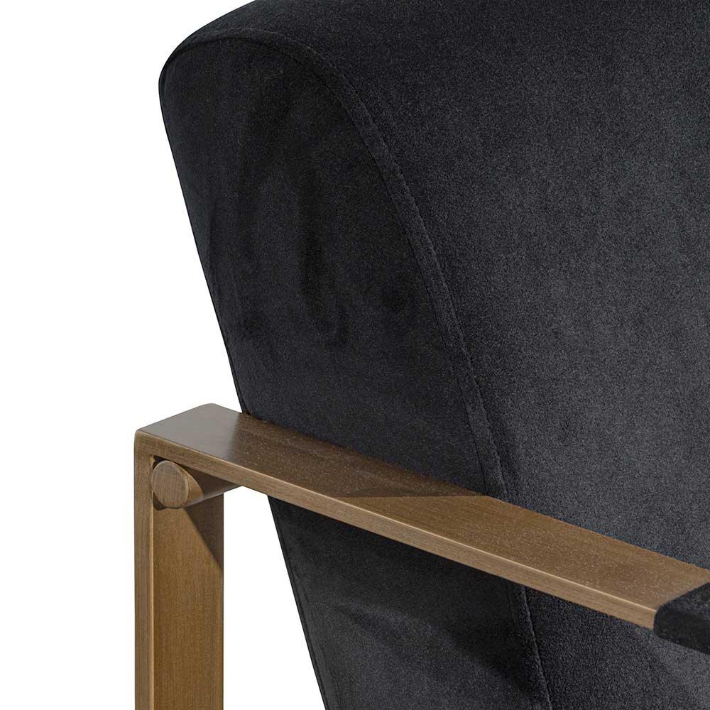 FC Black Velvet Armchair - Antique Golden Frame