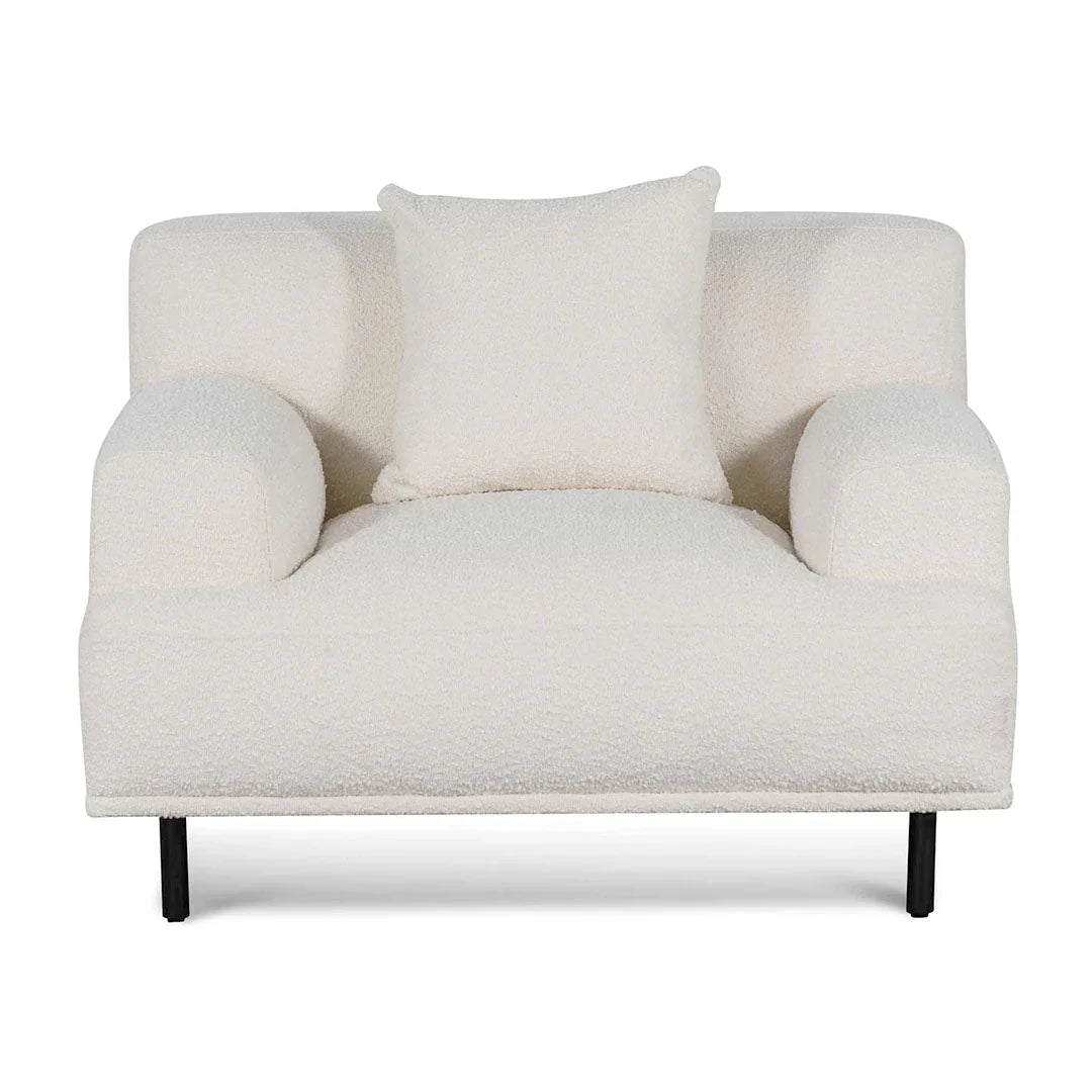 FC Armchair - Ivory White Boucle with Black Legs