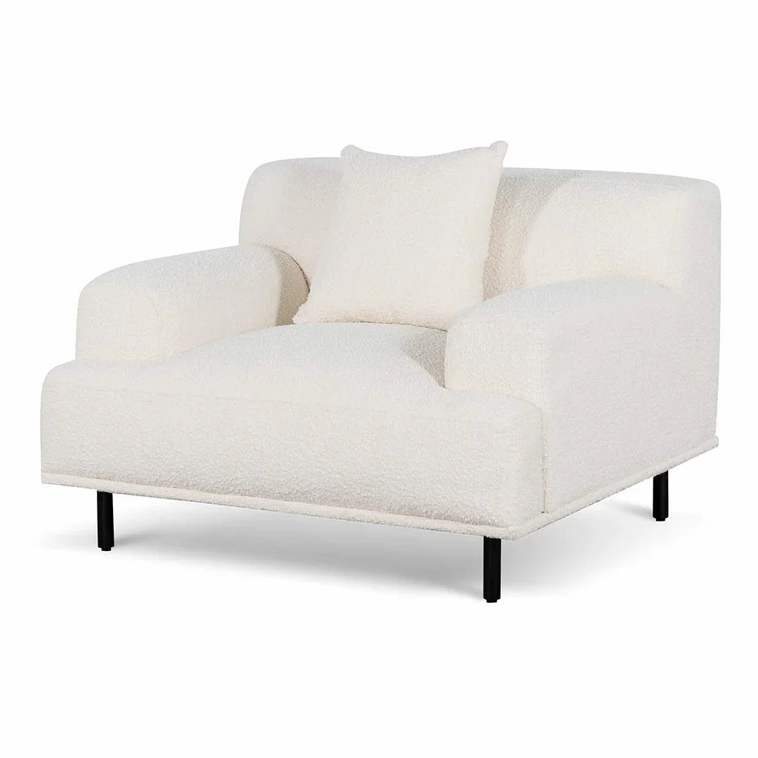 FC Armchair - Ivory White Boucle with Black Legs