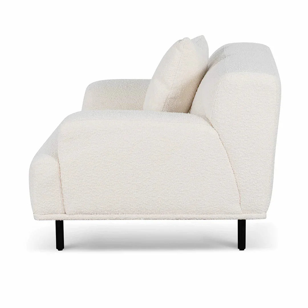 FC Armchair - Ivory White Boucle with Black Legs